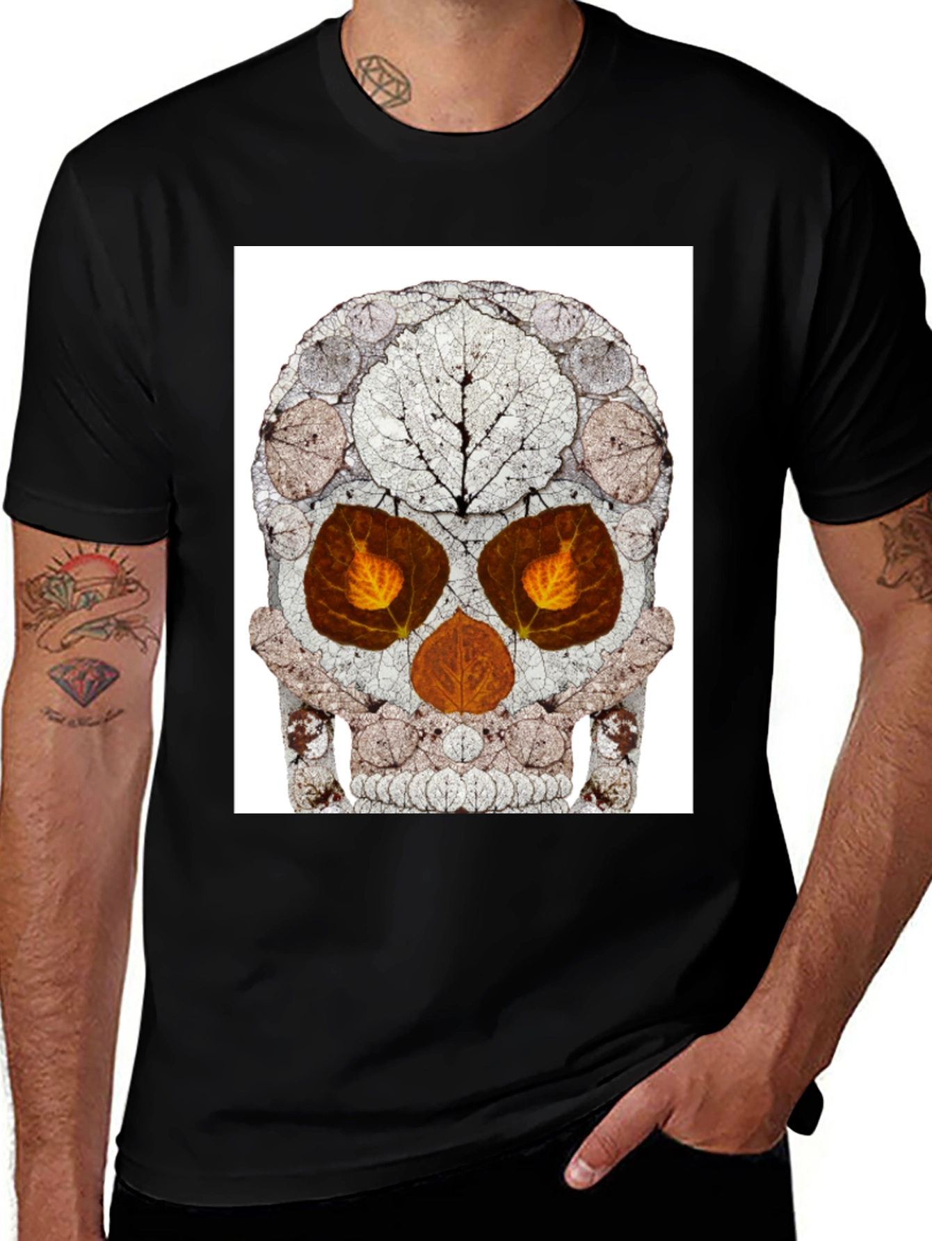 Variant 27 of Leaf Skull Graphic Tee - Black T-Shirt