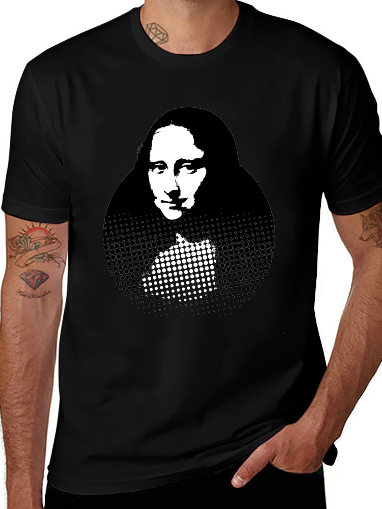 Variant 8 of Mona Lisa Graphic Print Black T-Shirt