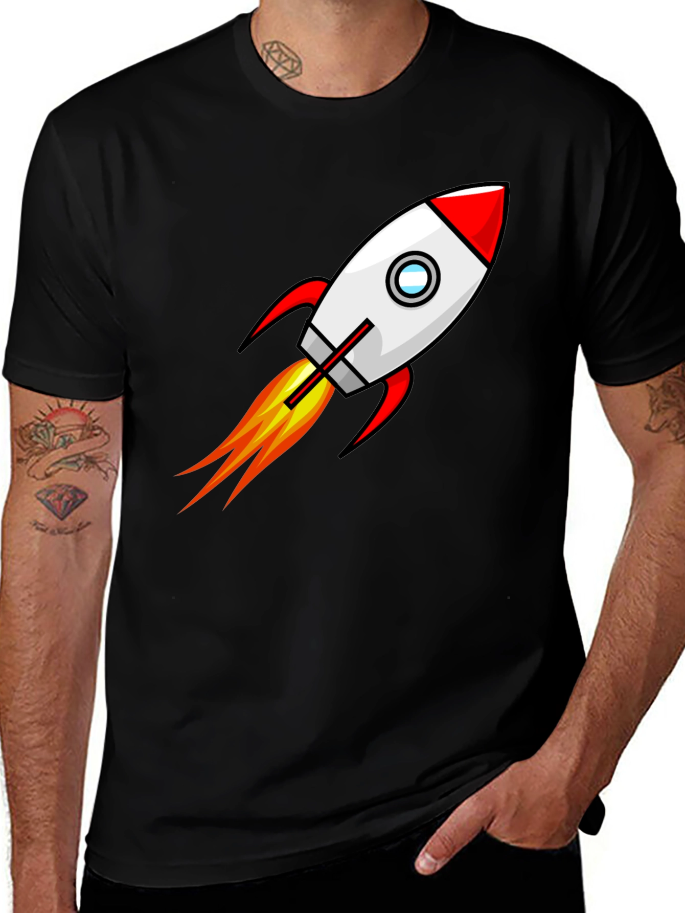 Variant 11 of Rocket Launch Graphic Tee - Black Cotton T-Shirt