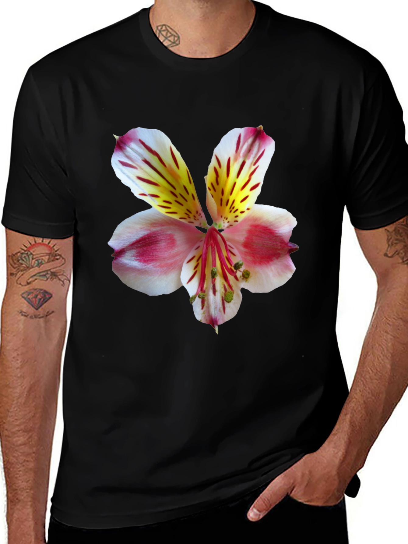 Variant 17 of Floral Print Black T-Shirt