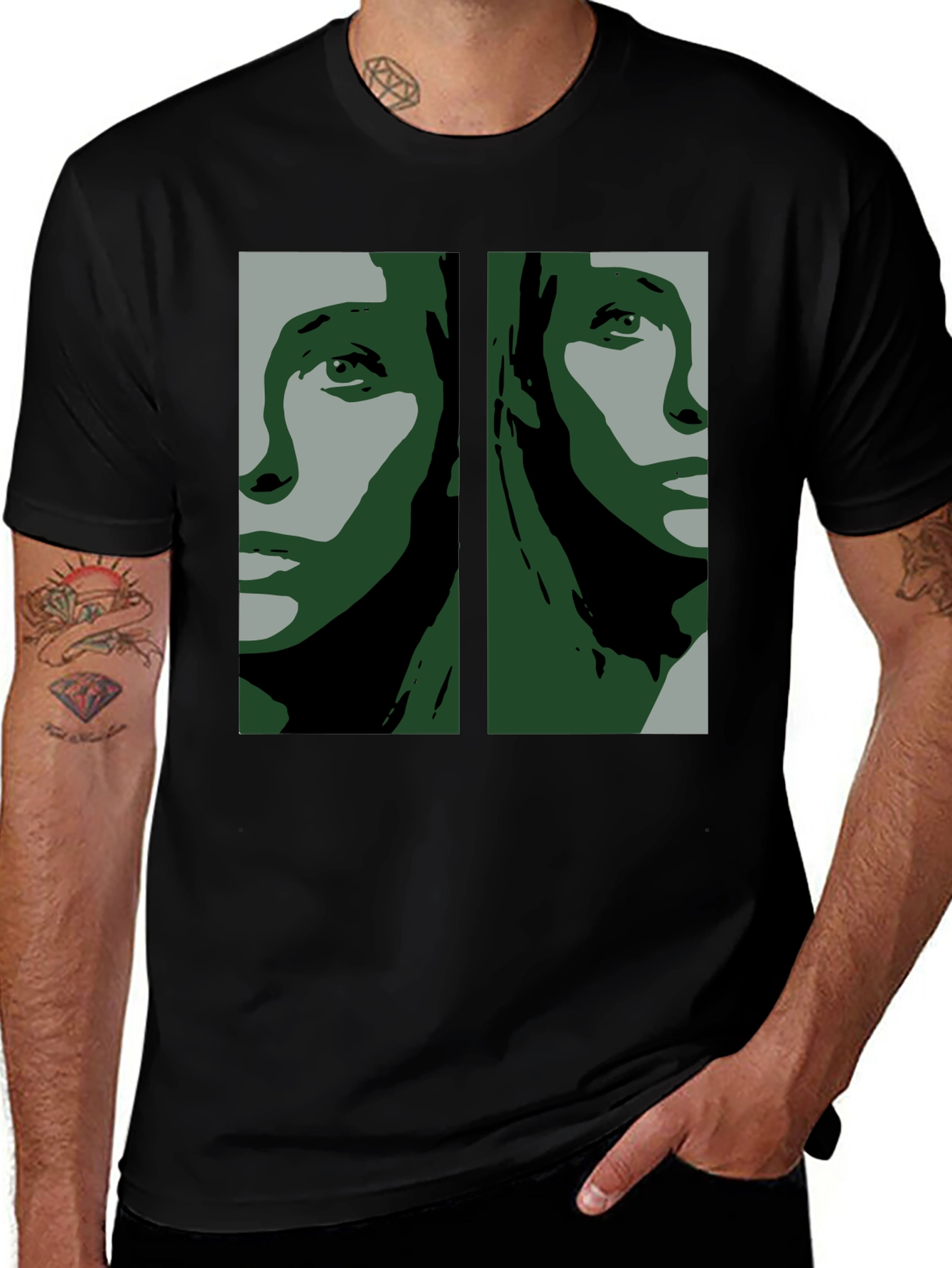 Variant 22 of Abstract Face Graphic Black T-Shirt