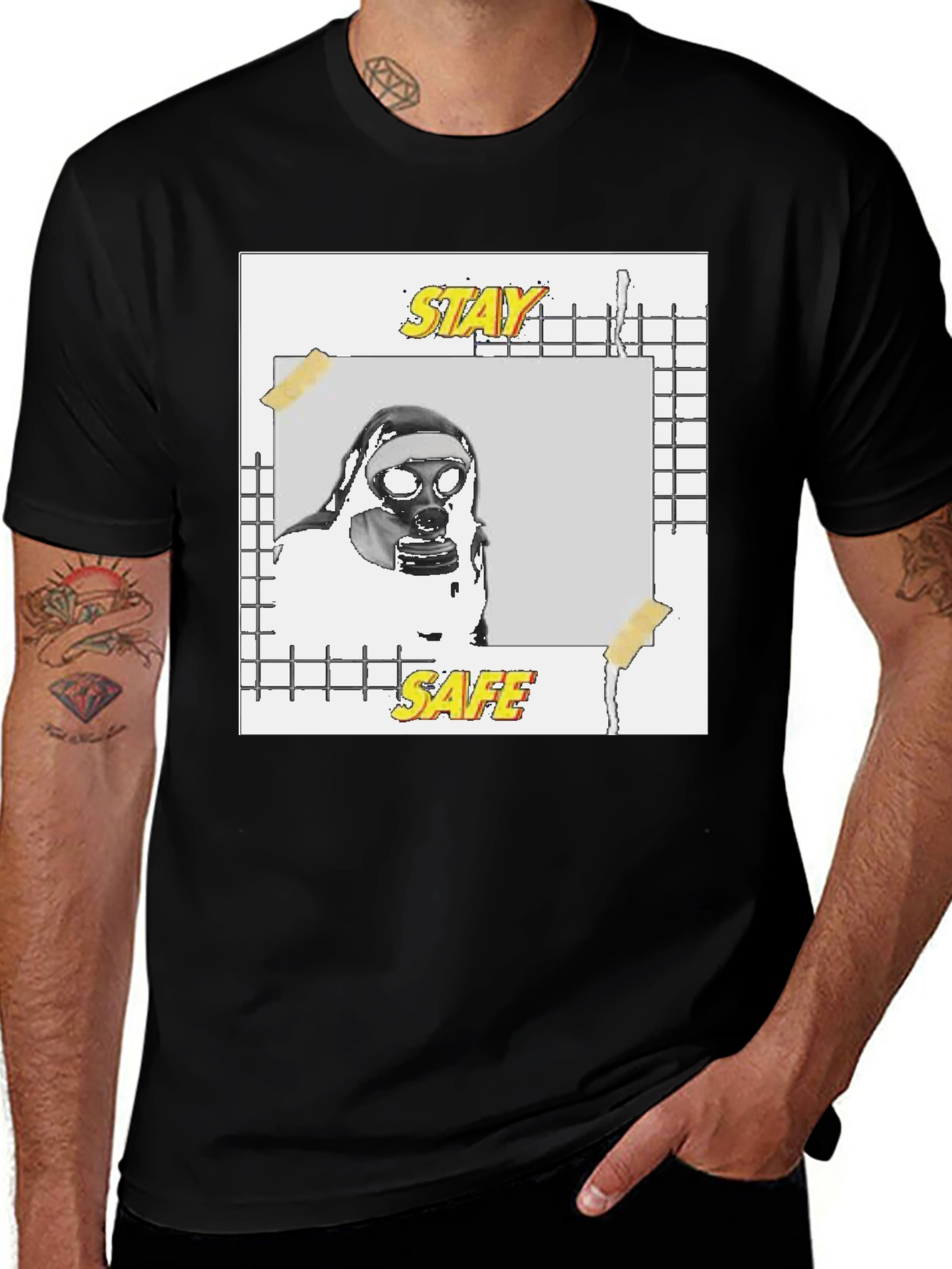 Variant 8 of Stay Safe Graphic Tee - Black Unisex T-Shirt
