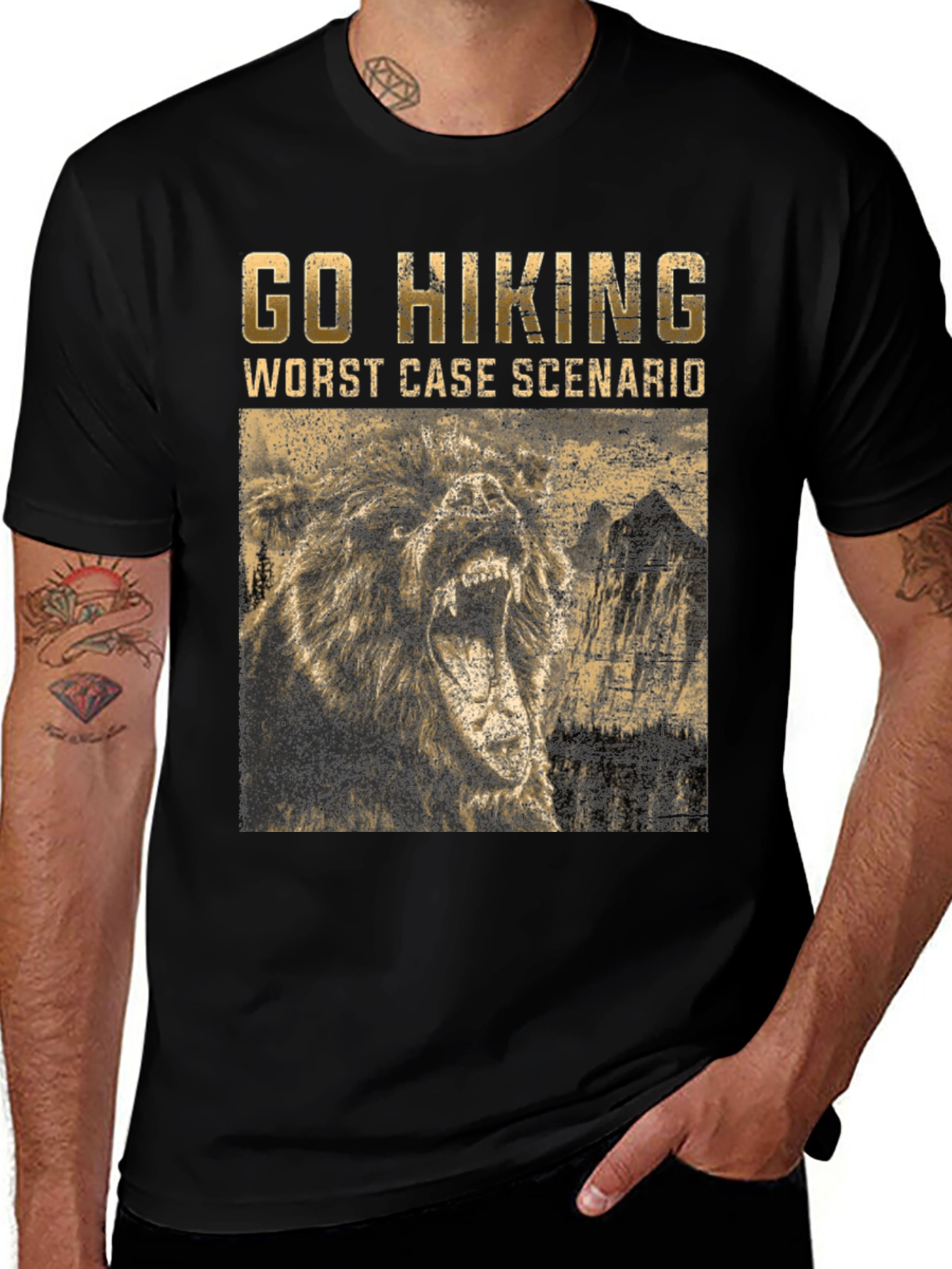 Variant 6 of Go Hiking Worst Case Scenario Bear Graphic T-Shirt