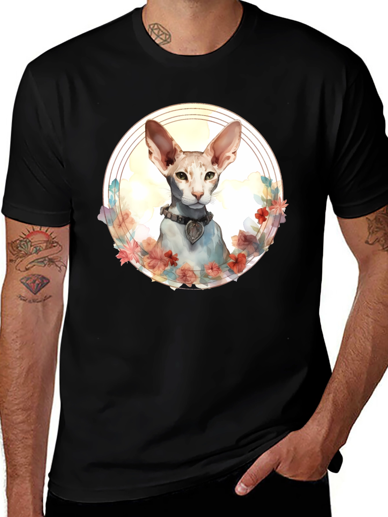 Variant 5 of Cat Lover Floral T-Shirt