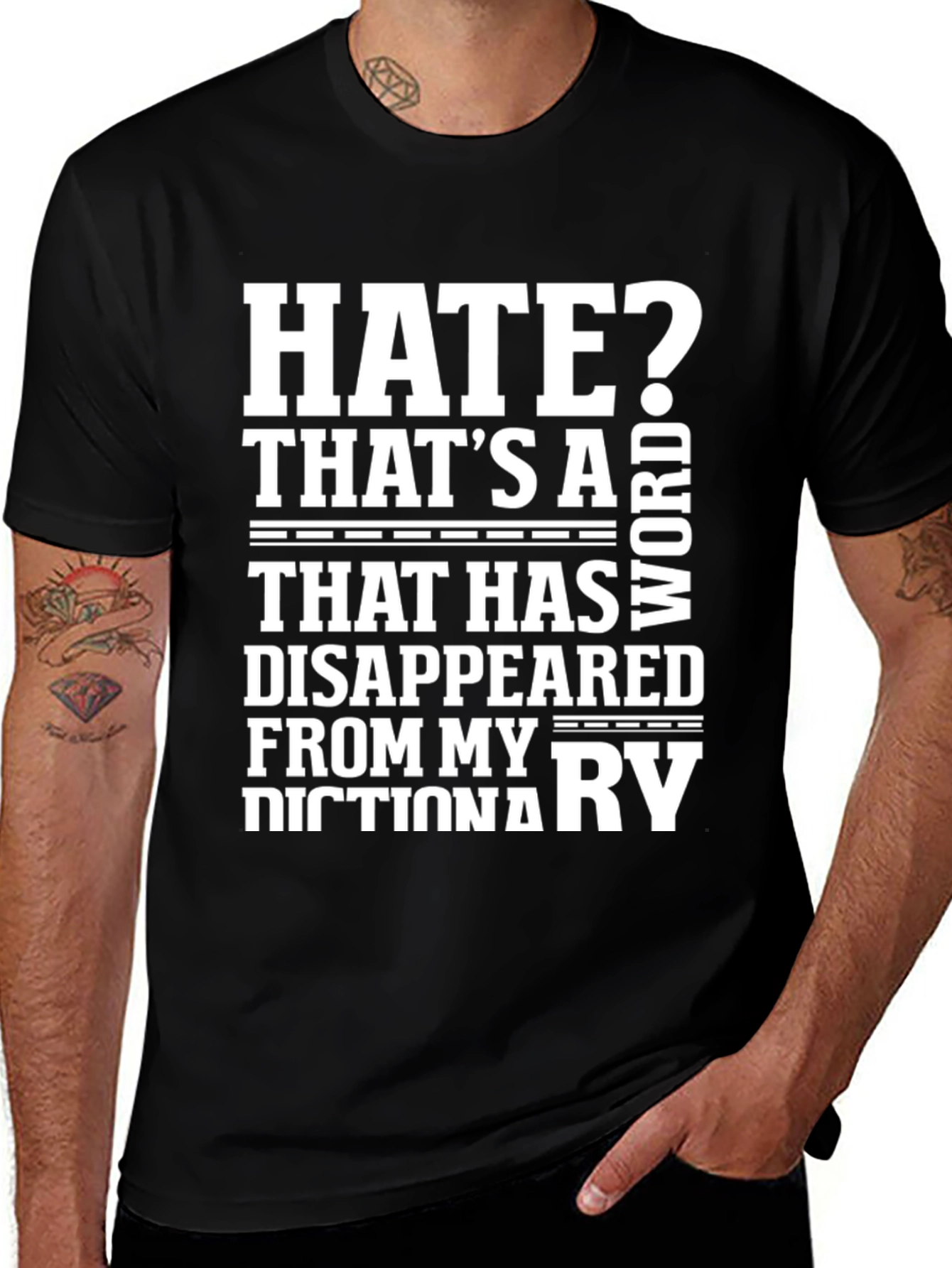 Variant 17 of Hate? Not in My Dictionary Black Graphic Tee