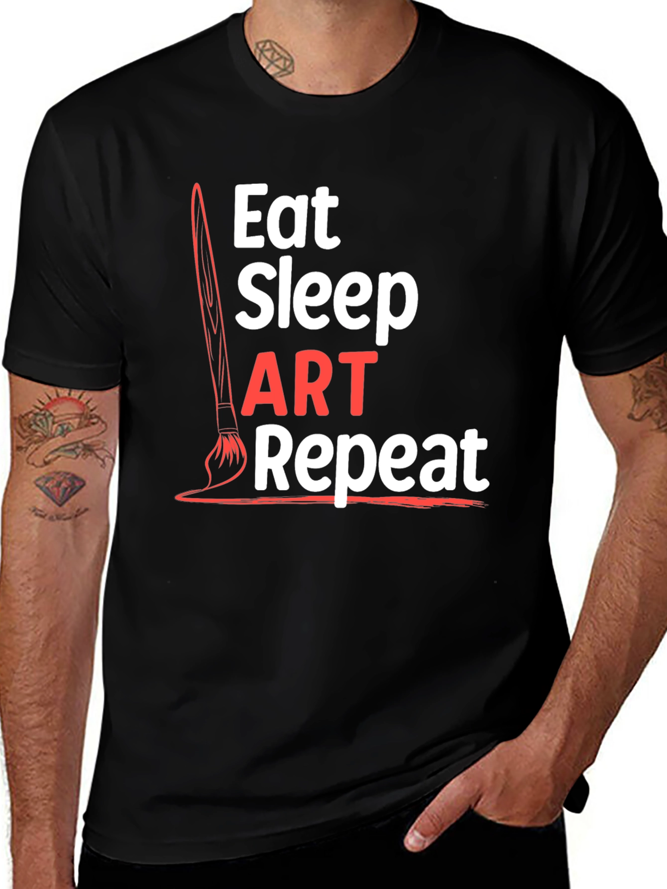 Variant 10 of Eat Sleep Art Repeat Black Graphic T-Shirt
