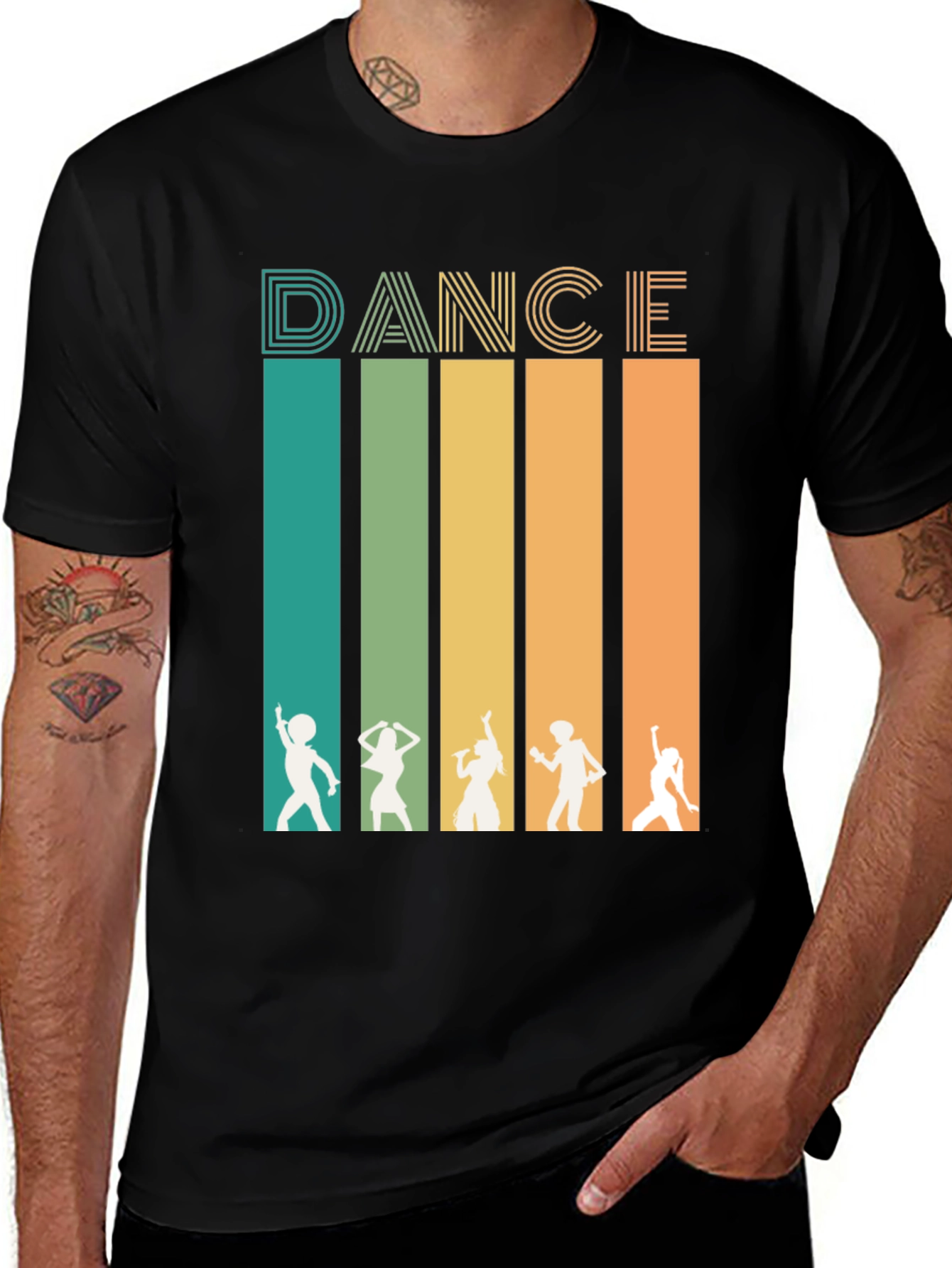 Variant 6 of Retro Dance Silhouette Graphic Tee - Black