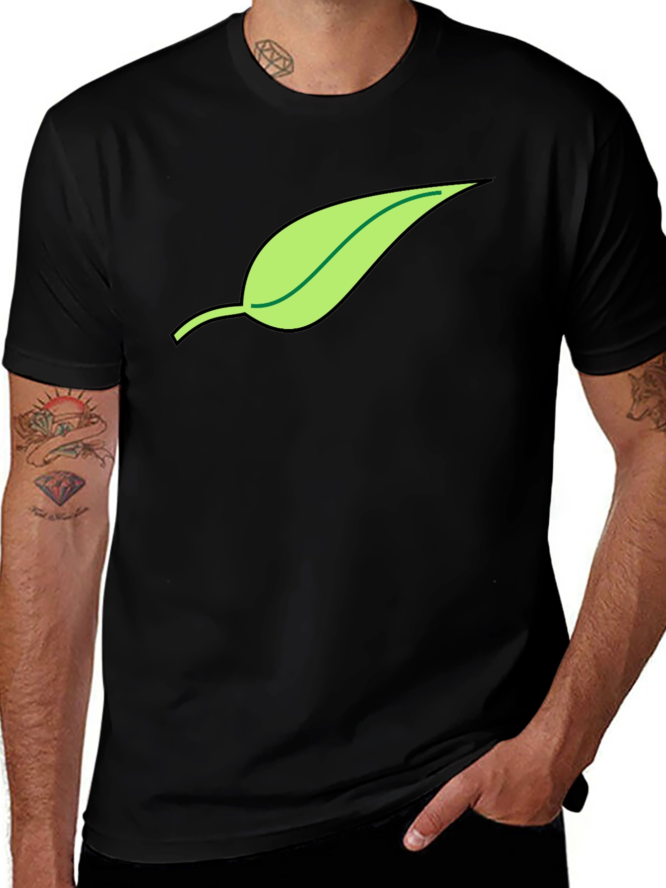 Leaf Graphic Black T-Shirt - Eco-Friendly Style