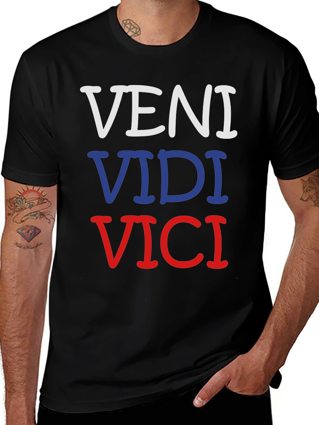 Veni Vidi Vici T-Shirt - Black Cotton Tee