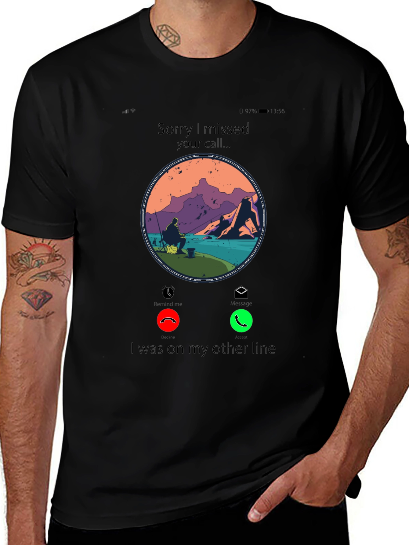 Variant 19 of Missed Call Fishing T-Shirt -  On the Line