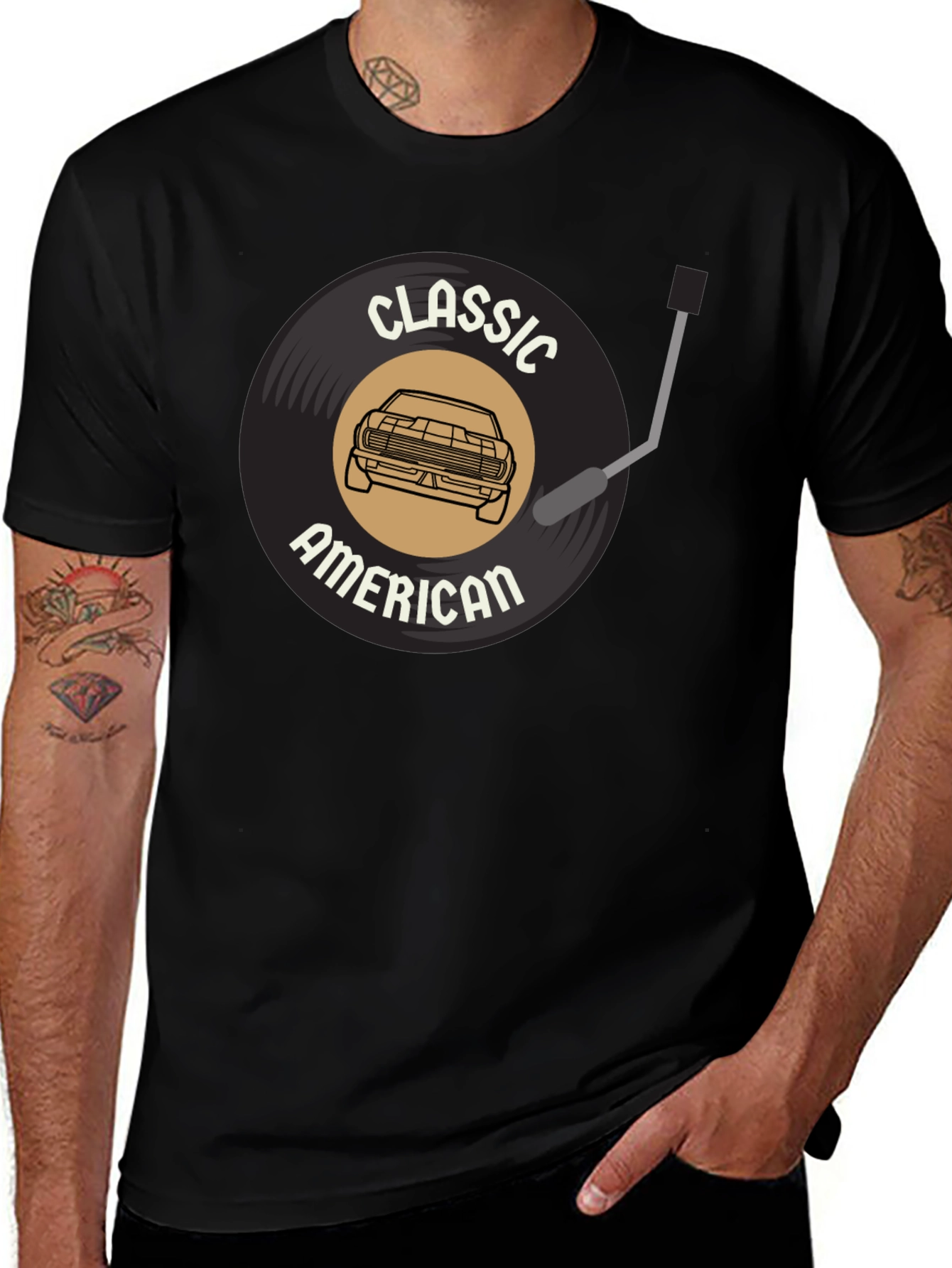 Variant 11 of Classic American Car Vinyl Record Black T-Shirt