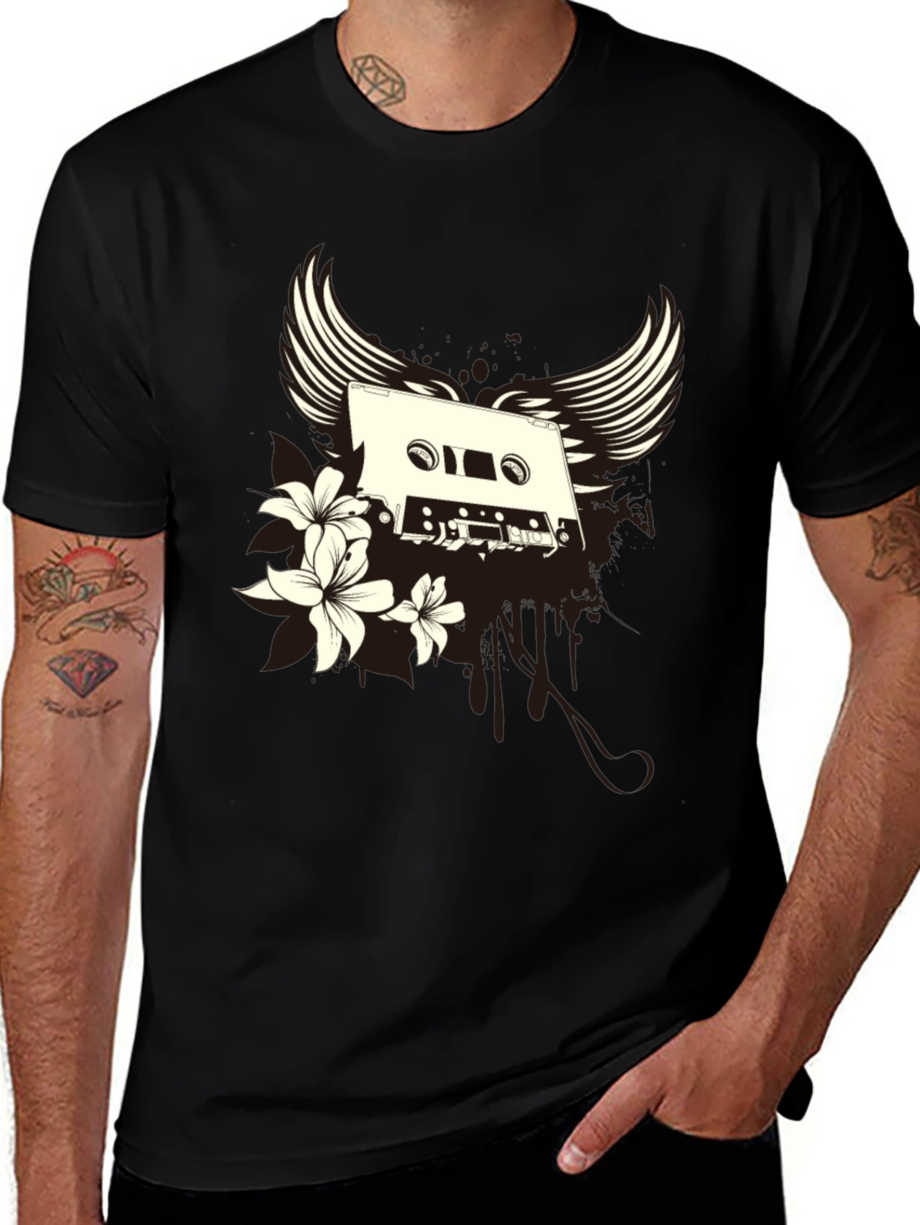 Variant 10 of Retro Music Graphic Tee - Black Casual T-Shirt