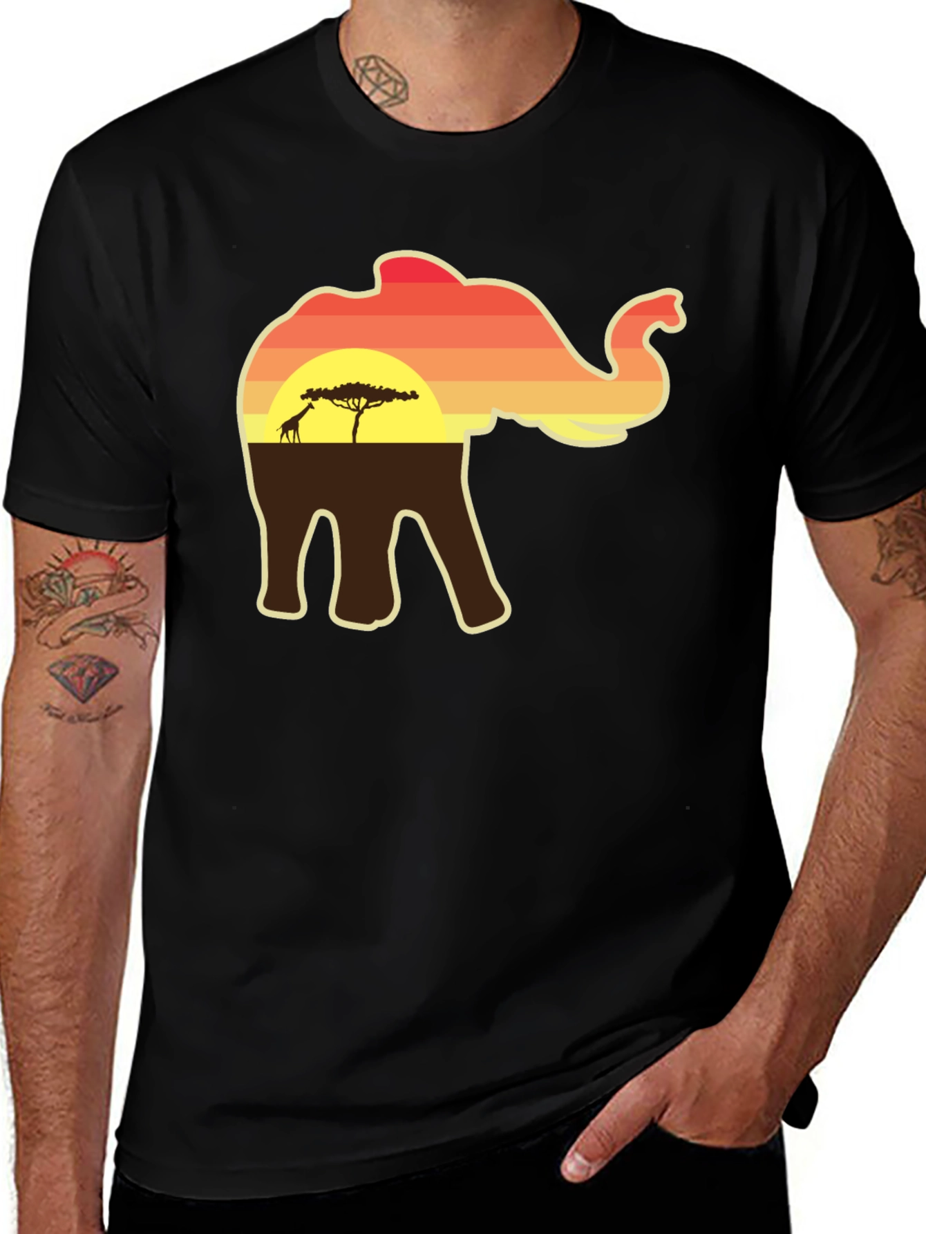 Variant 29 of Elephant Sunset Graphic Tee - Safari Style