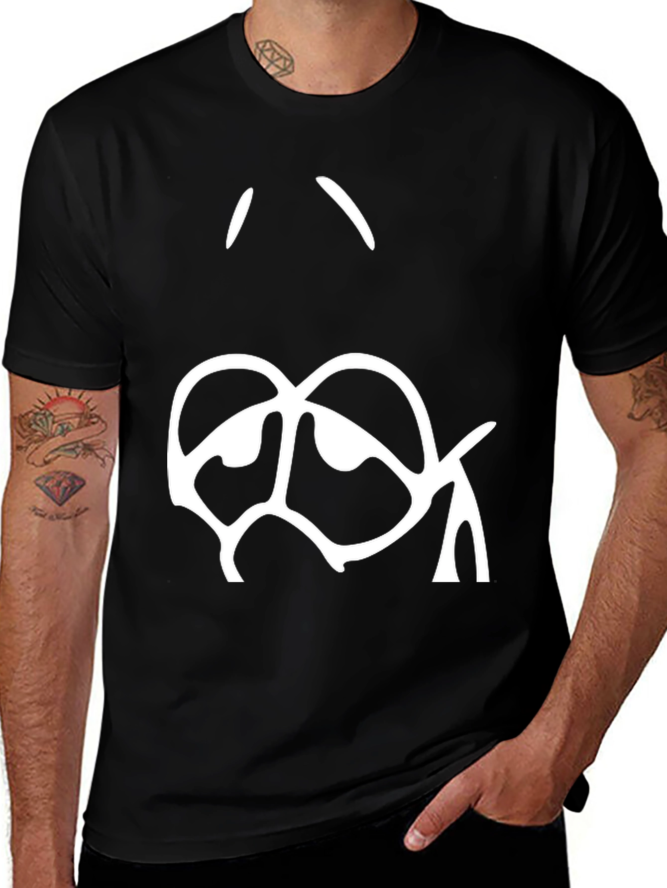 Variant 9 of Abstract Face Graphic T-Shirt - Black