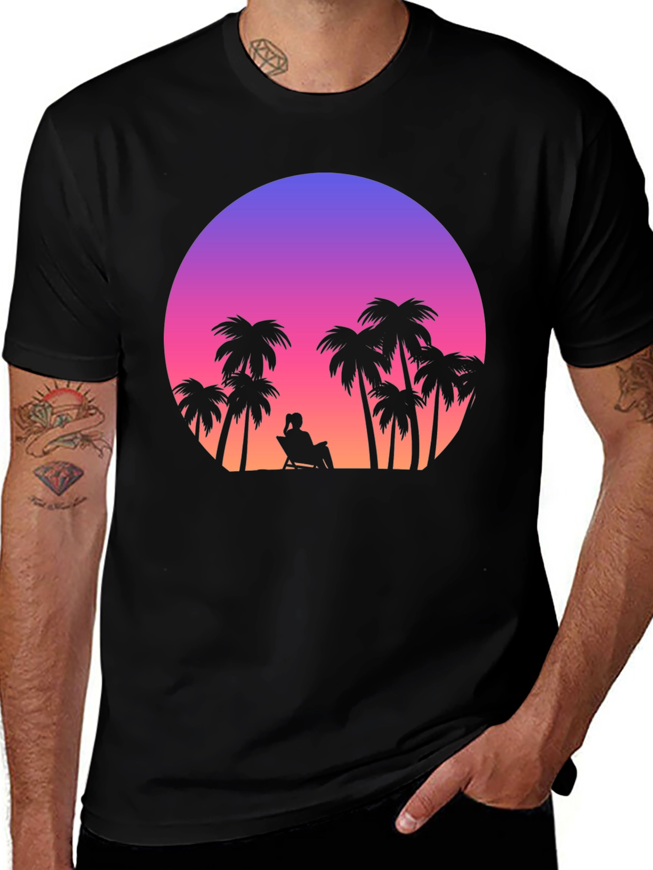 Variant 29 of Sunset Palm Tee - Tropical Vibes