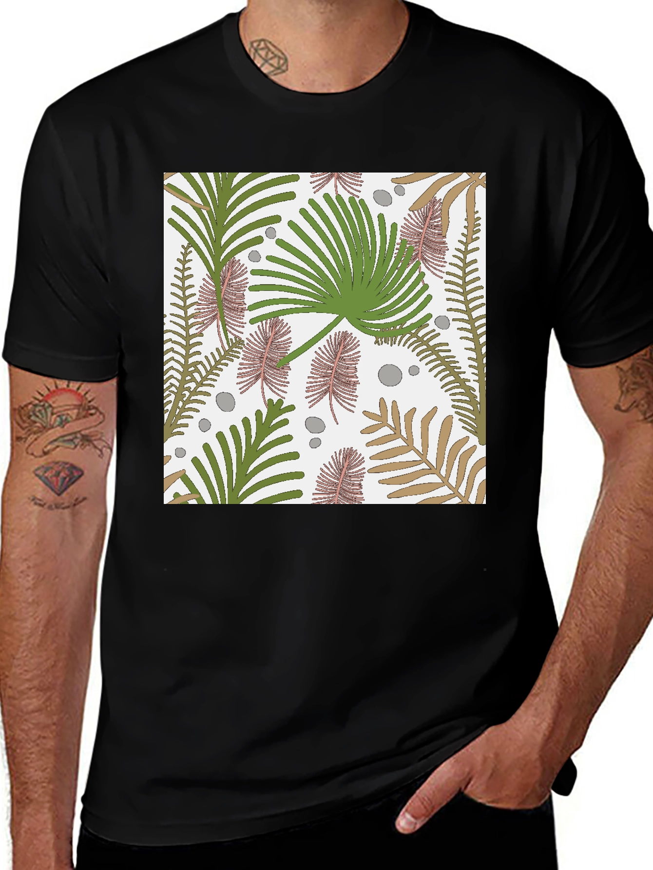 Tropical Print Crew Neck T-Shirt