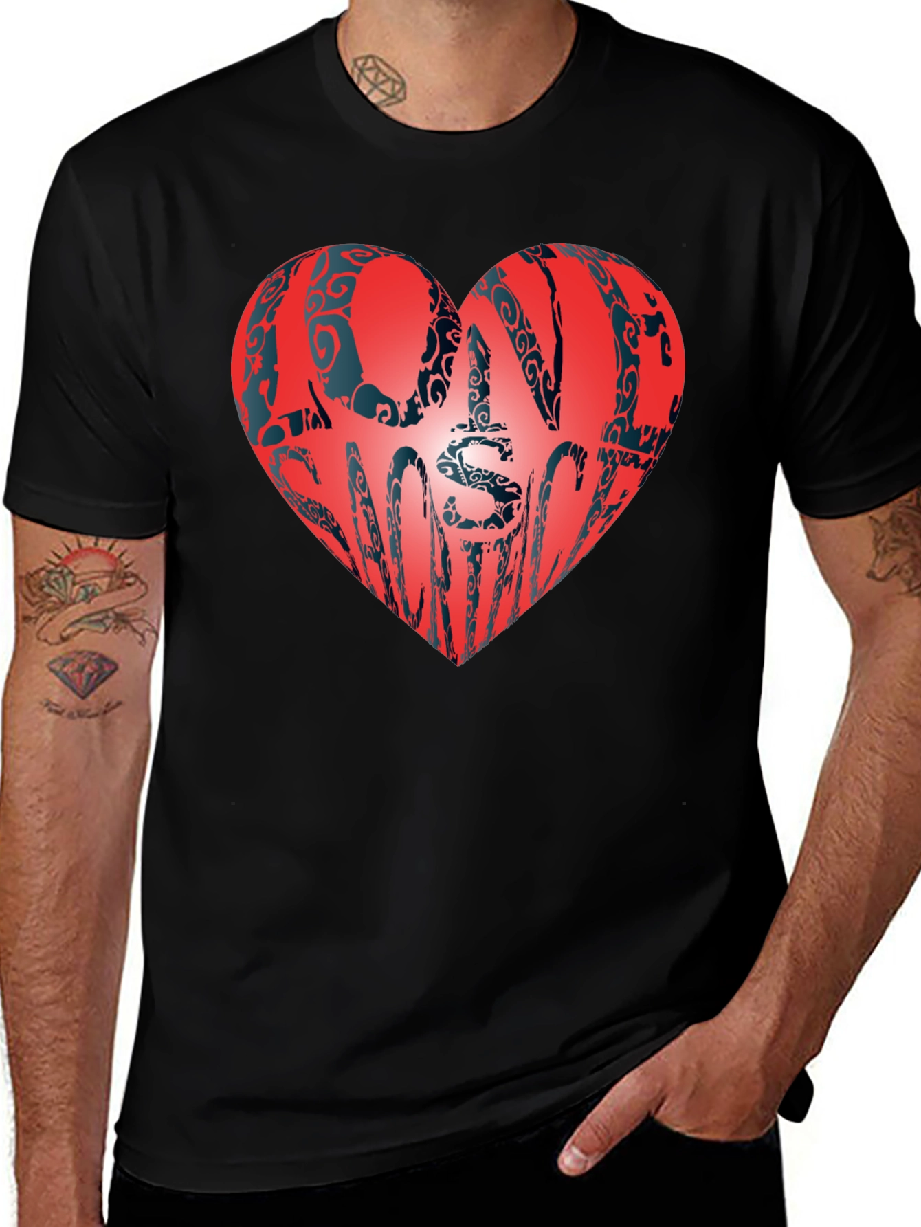 Variant 25 of Love Most Heart Graphic Tee - Black