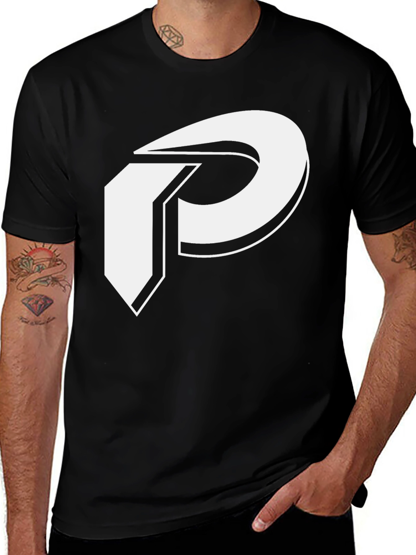 Variant 25 of Bold Graphic Tee - White Logo on Black