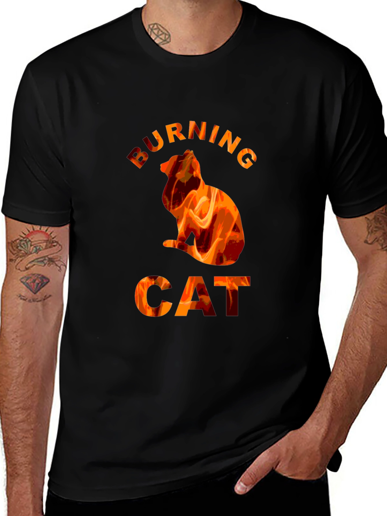 Variant 2 of Burning Cat Graphic T-Shirt - Fiery Cat Lover's Tee