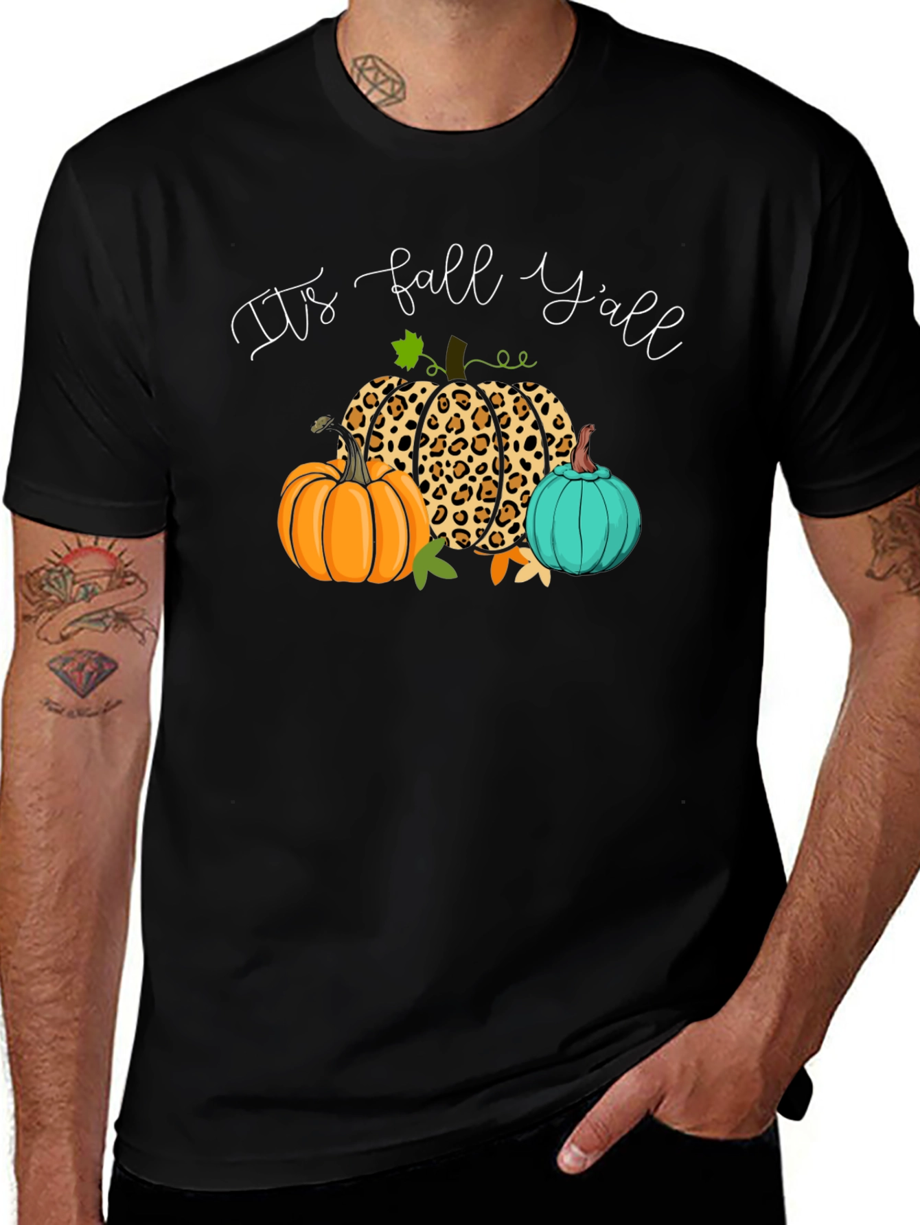Variant 7 of It's Fall Y'all Pumpkin Leopard T-Shirt
