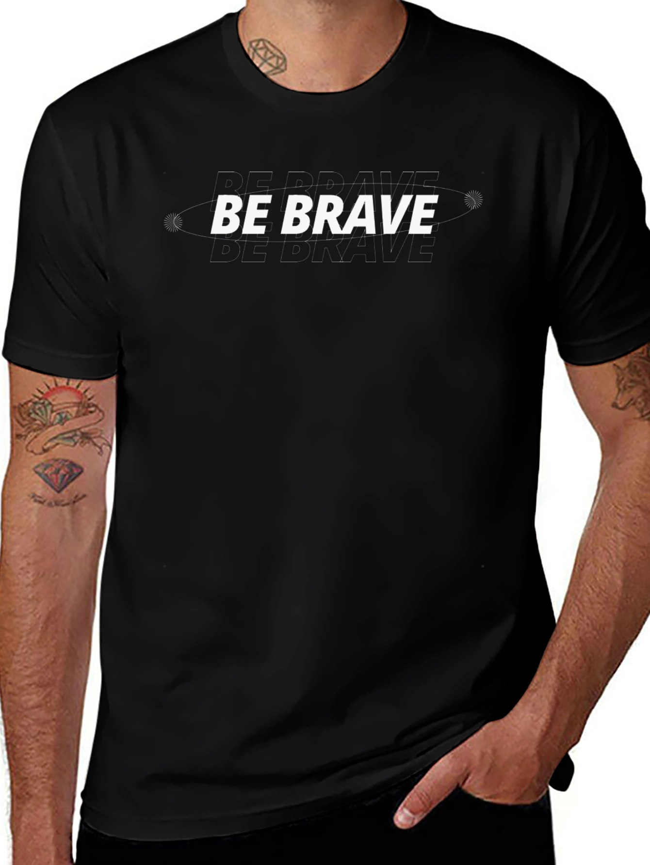 Variant 13 of Be Brave Graphic Tee - Men's Black T-Shirt