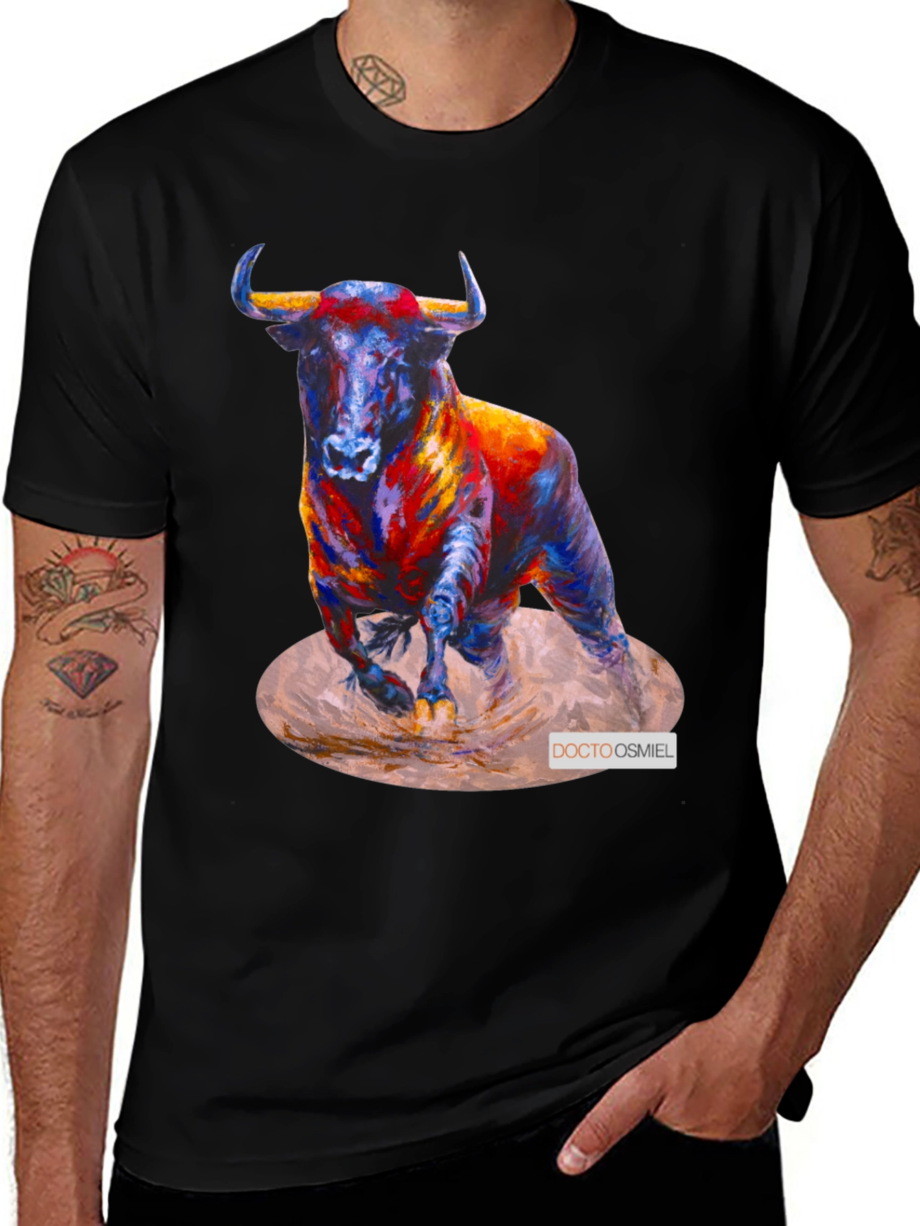 Variant 30 of Bold Bull Graphic Tee - Vivid Animal Print