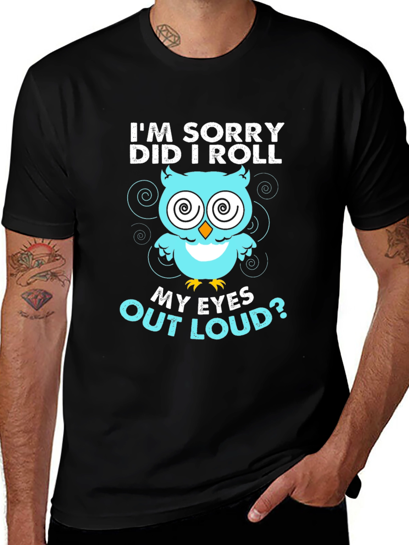 Variant 9 of Funny Owl Eye Roll Graphic T-Shirt