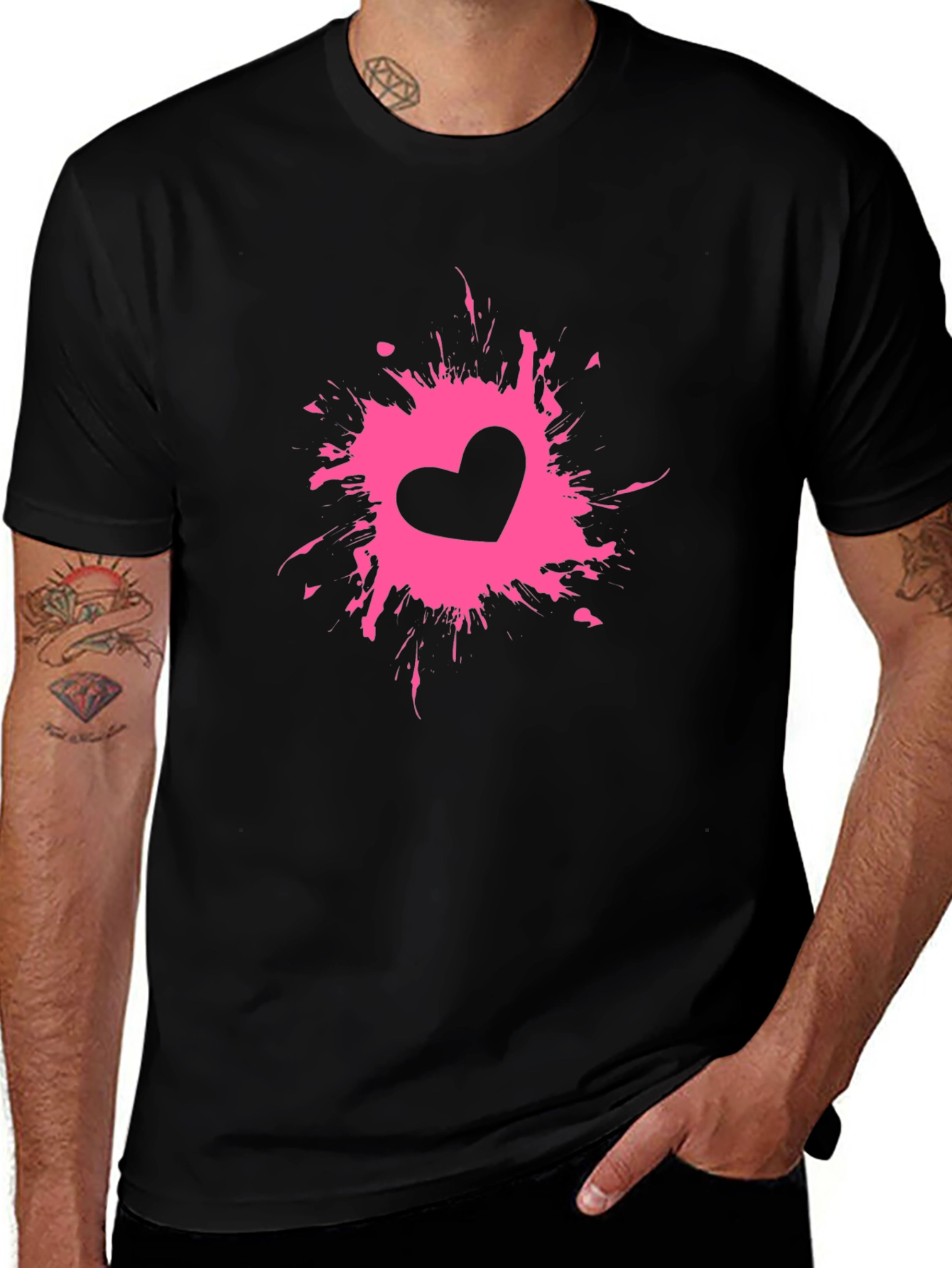 Variant 30 of Heart Splash Black Tee - Stylish Graphic Print