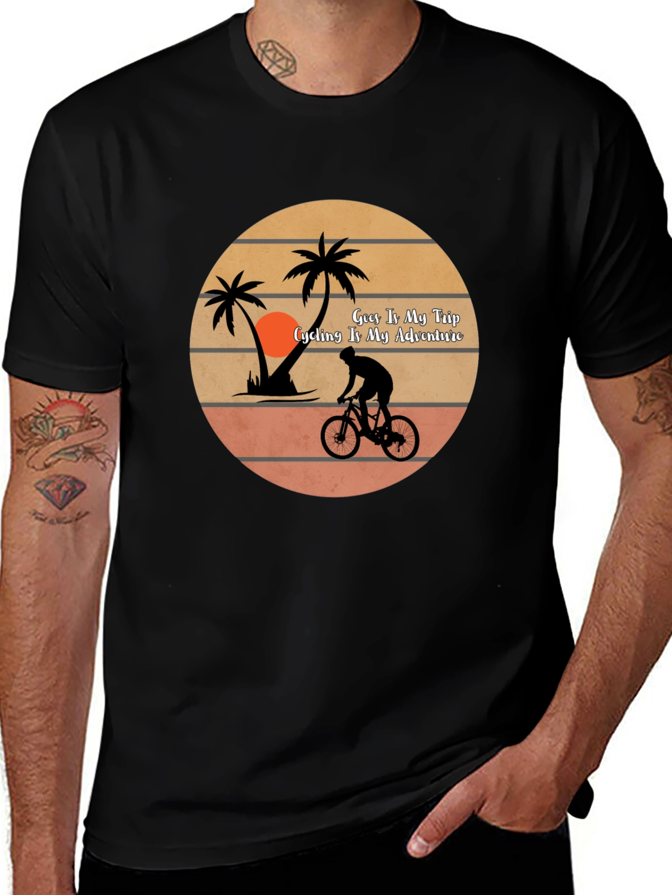 Variant 11 of Cycling Adventure T-Shirt -  Tropical Getaway Design