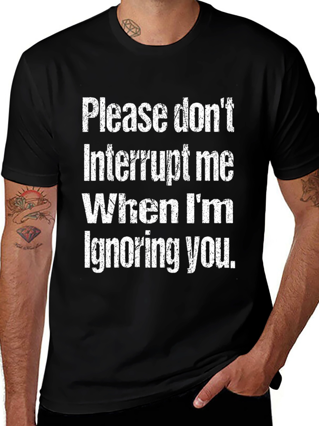 Variant 16 of Humorous "Please Don't Interrupt" Graphic Tee