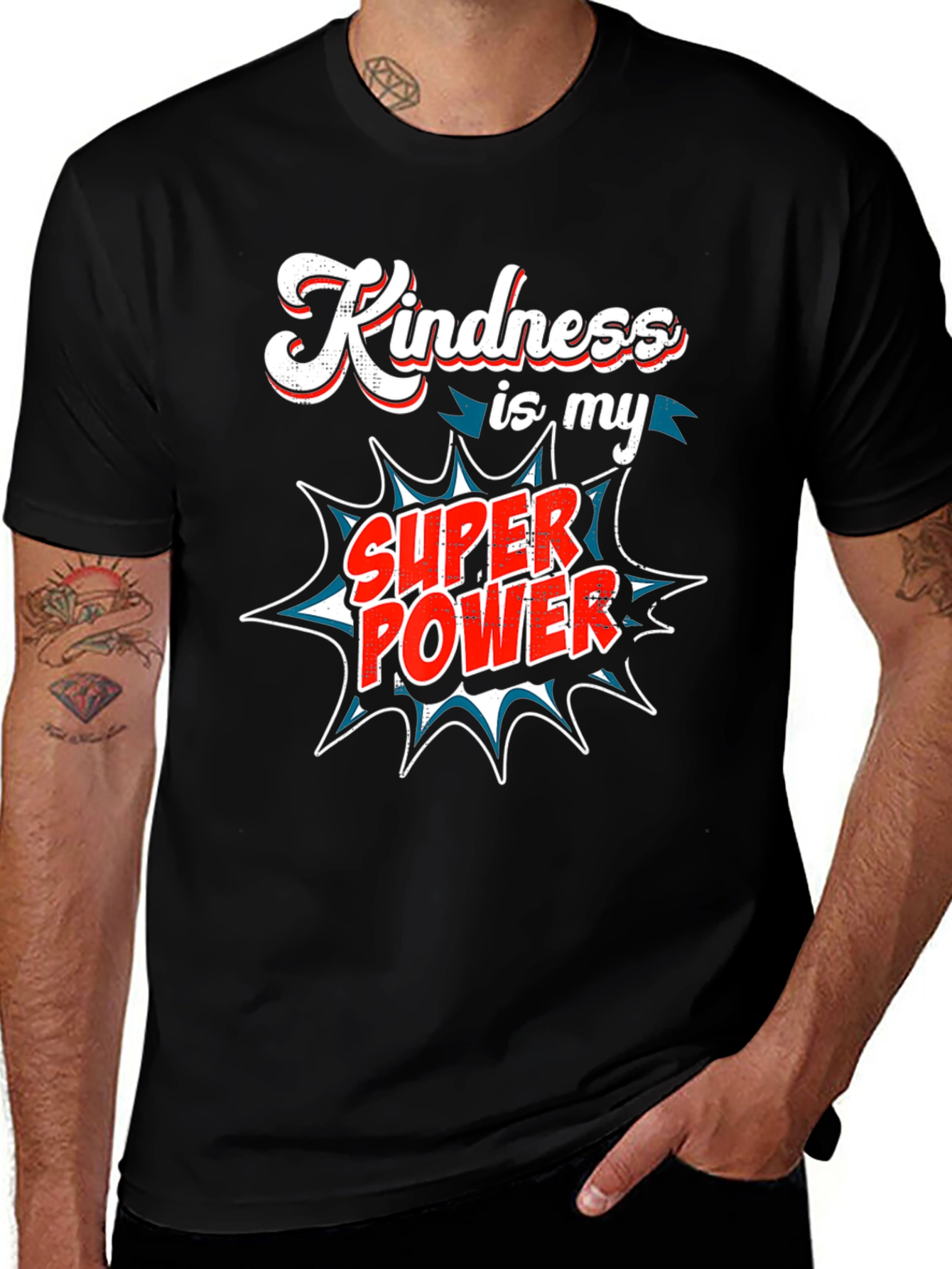 Variant 9 of Kindness is My Super Power T-Shirt - Black Cotton Tee