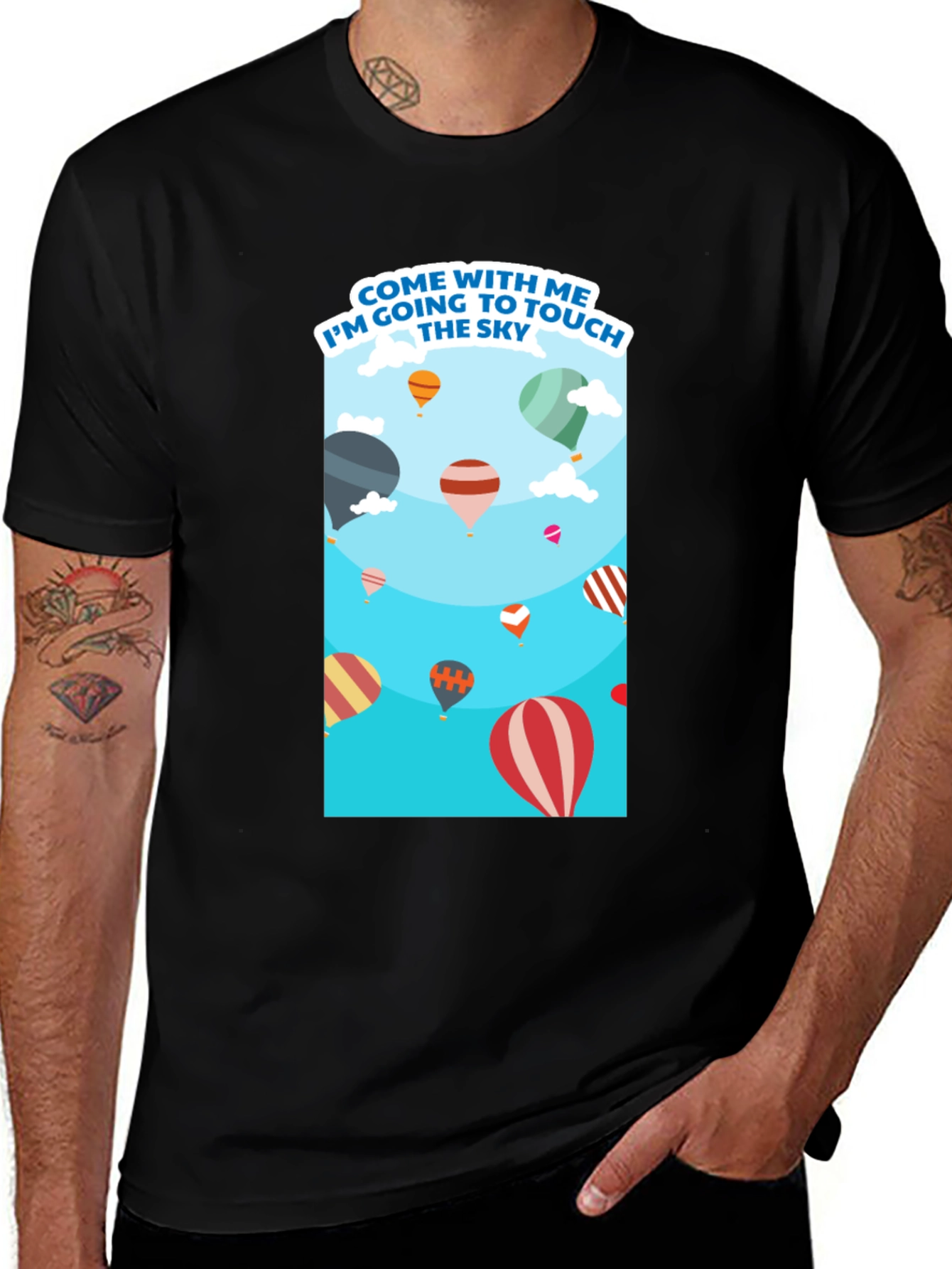 Variant 6 of Hot Air Balloon Sky Black Tee