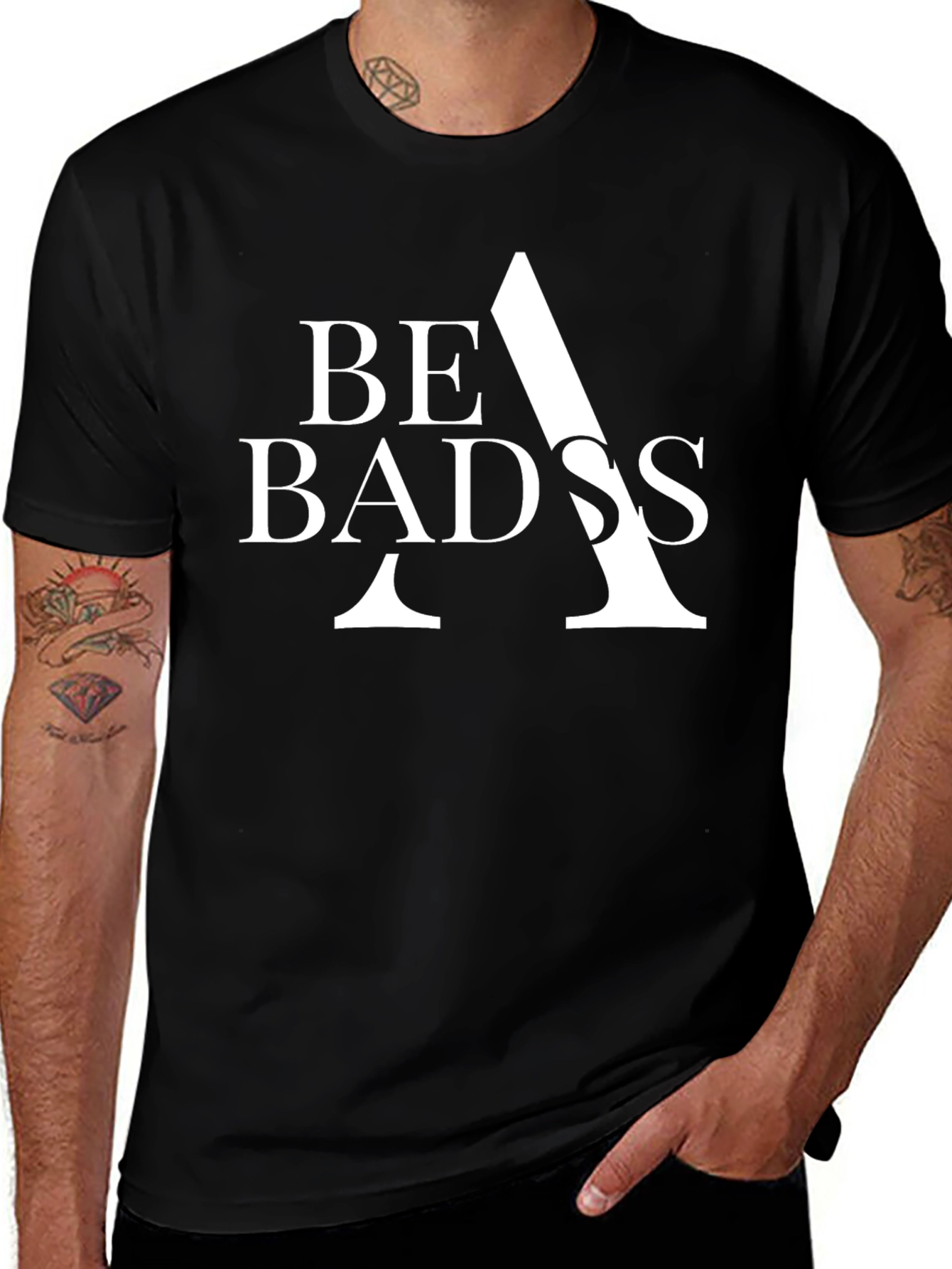 Variant 7 of Be Badass Graphic Tee - Black Cotton T-Shirt