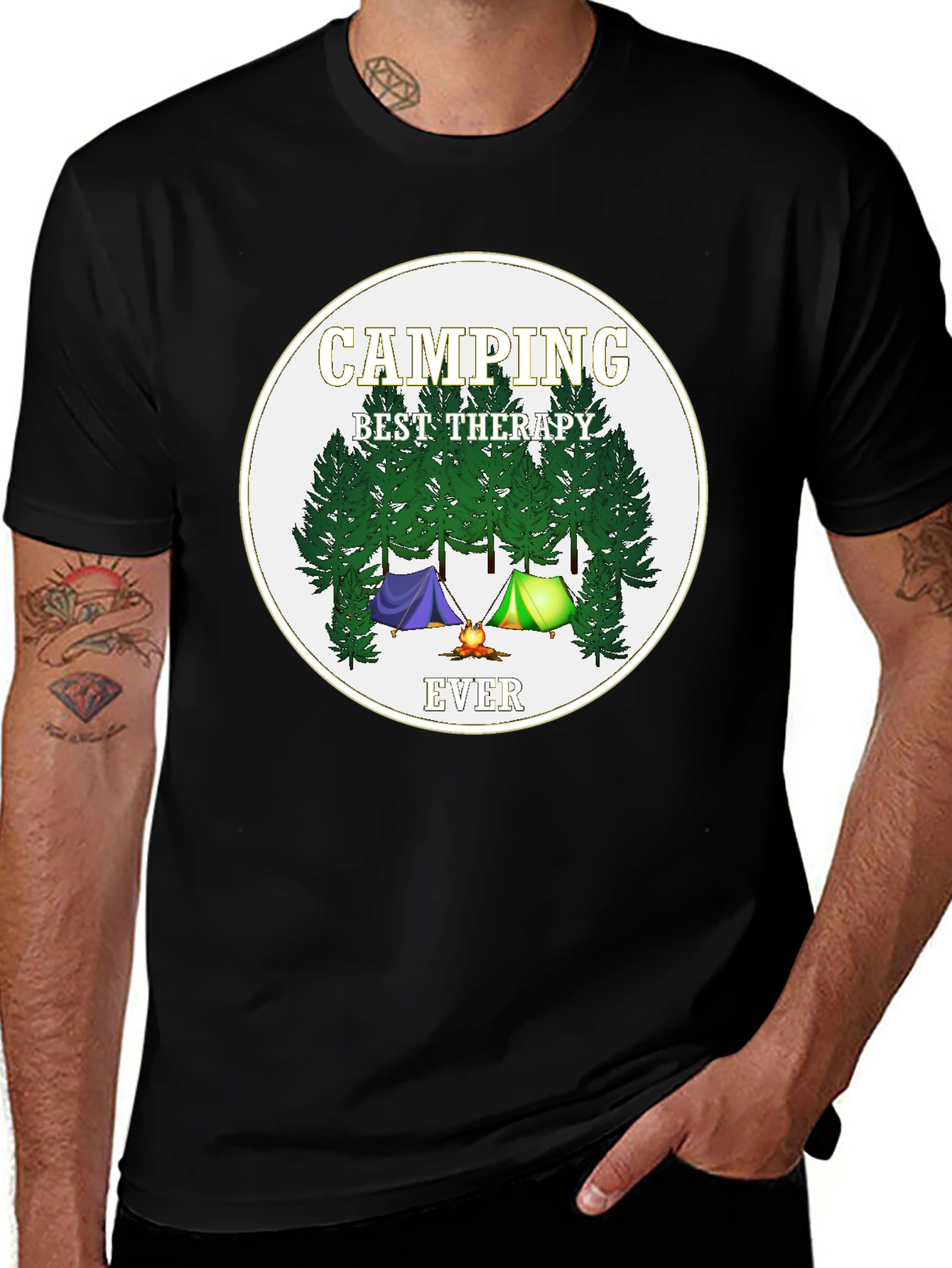 Variant 14 of Camping Best Therapy Ever Graphic Tee