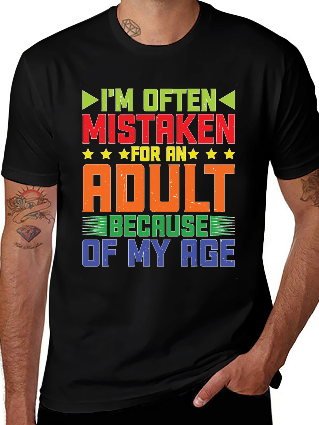 Variant 5 of Funny 'Mistaken for an Adult' Graphic Tee