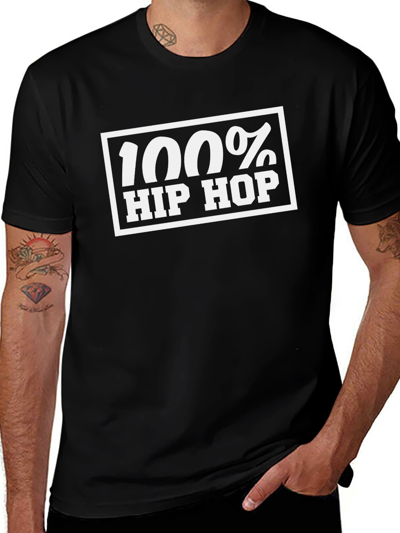 Variant 11 of 100% Hip Hop Graphic Tee - Classic Black T-Shirt