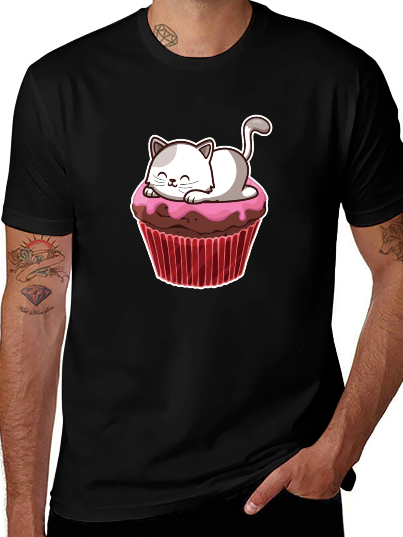 Variant 4 of Cute Cat Cupcake T-Shirt - Fun & Sweet Design