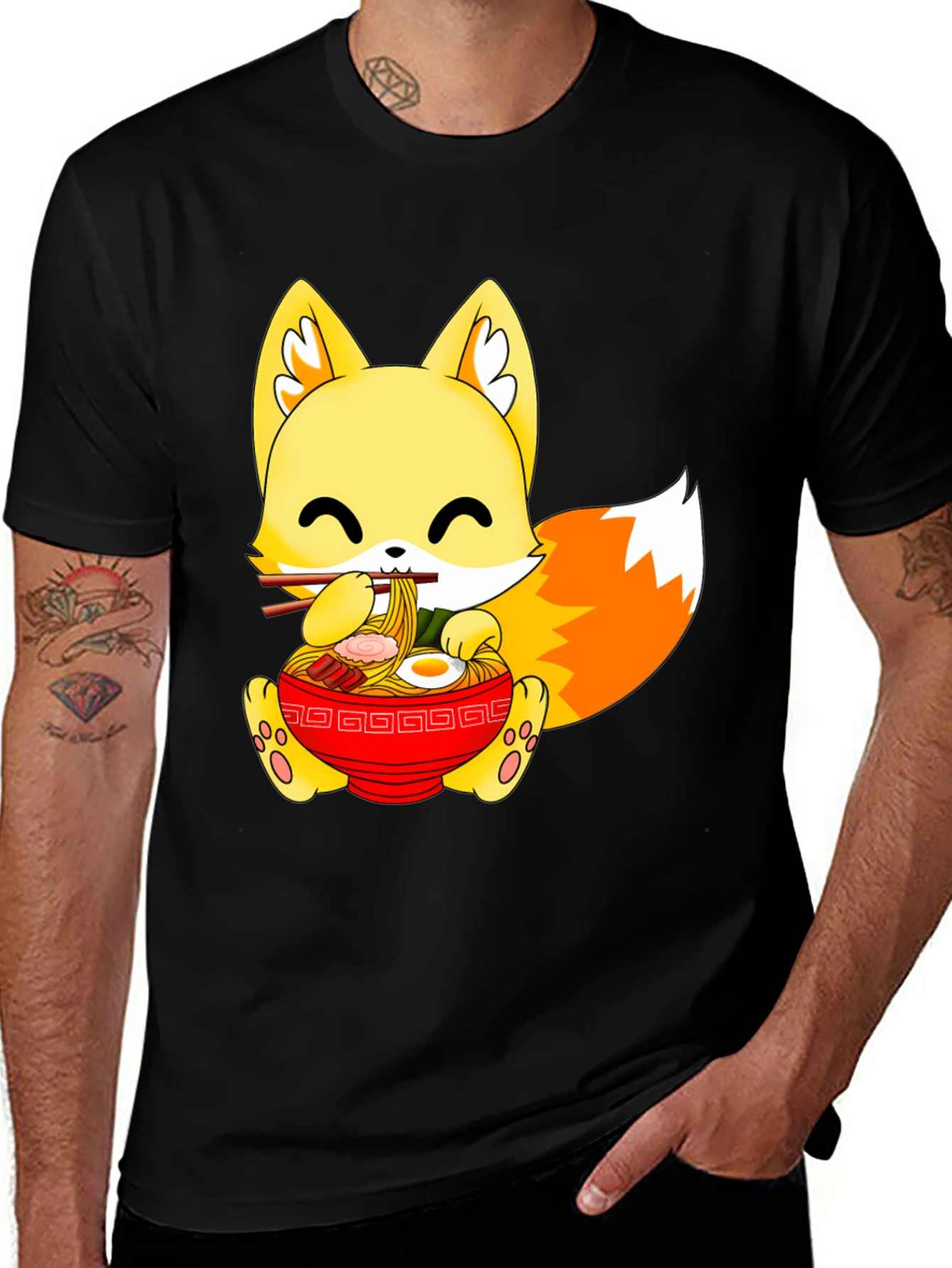 Variant 20 of Cute Ramen Fox Graphic Tee