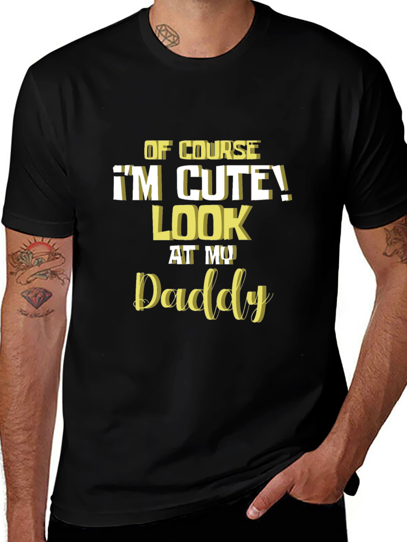 Variant 7 of Cute Daddy T-Shirt - Black Cotton Tee
