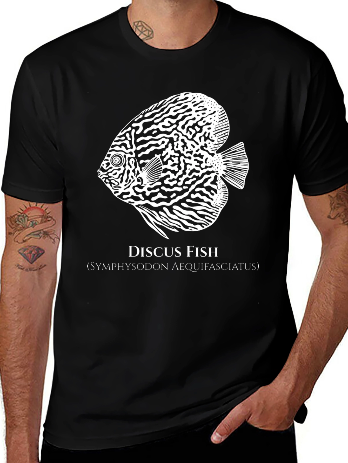 Discus Fish Graphic Black T-Shirt