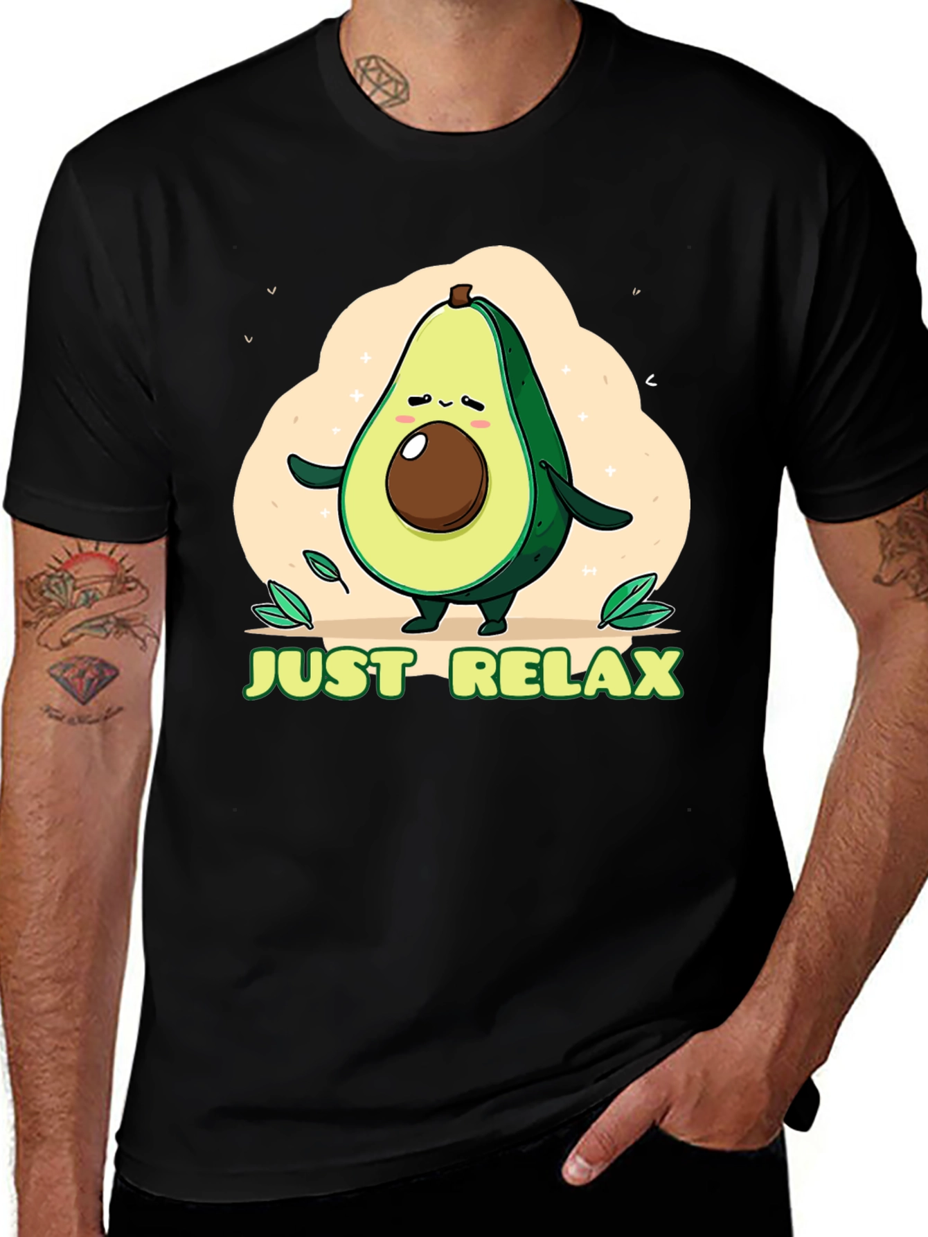 Variant 4 of Just Relax Avocado T-Shirt - Men's Black Tee
