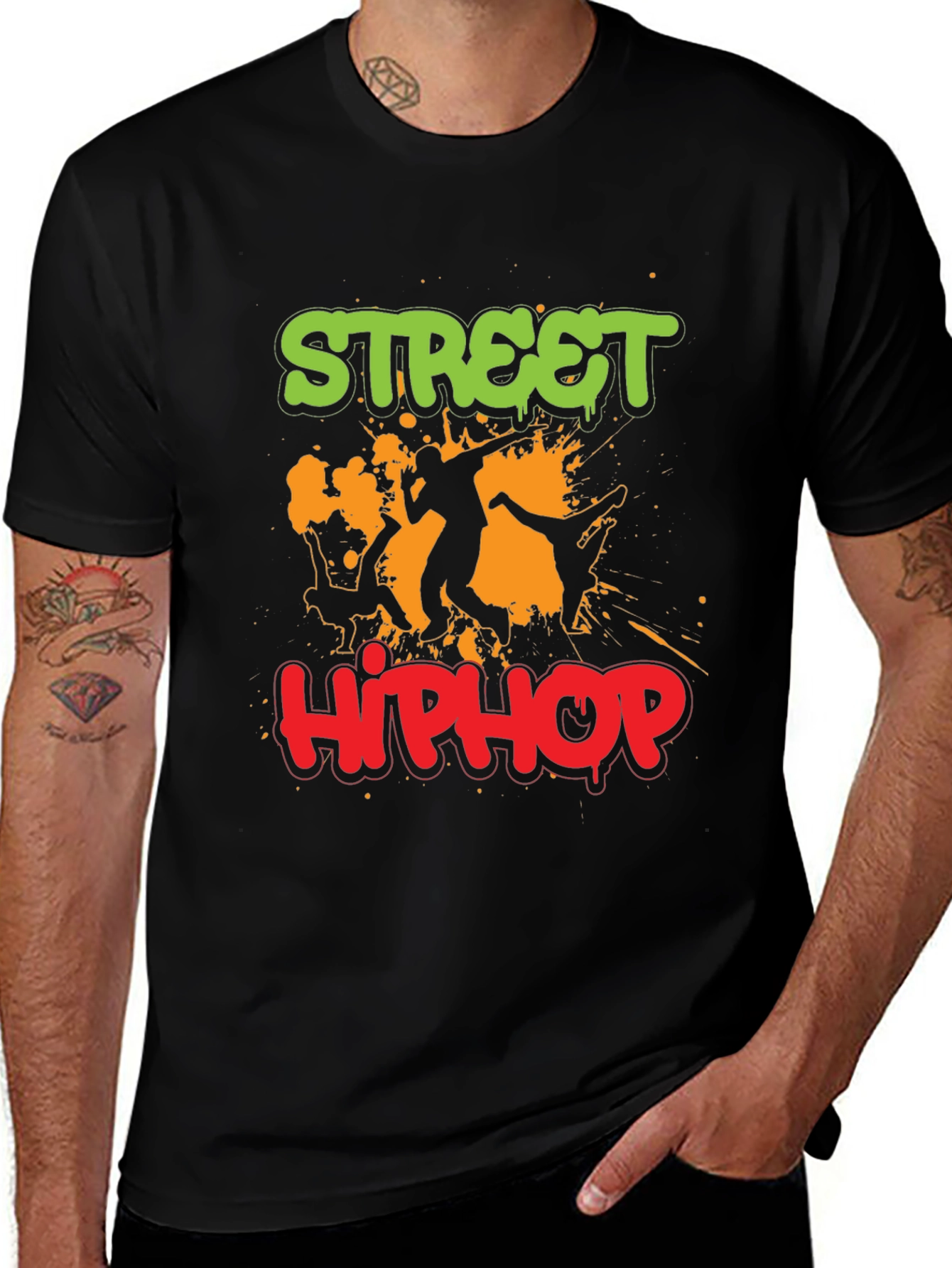 Variant 18 of Street Hip Hop Graphic Tee - Black Cotton T-Shirt
