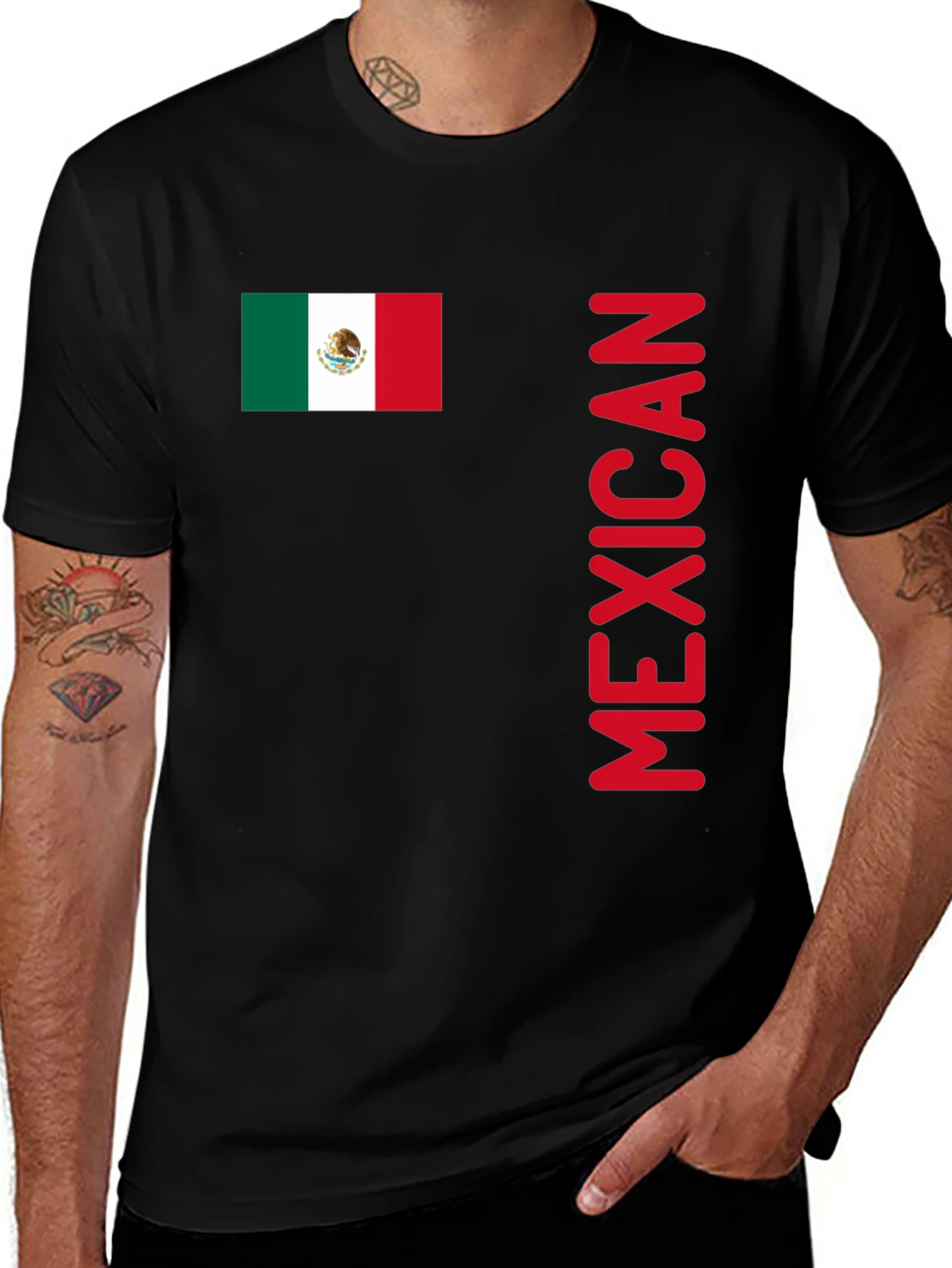 Mexican Flag T-Shirt - Red Text Design