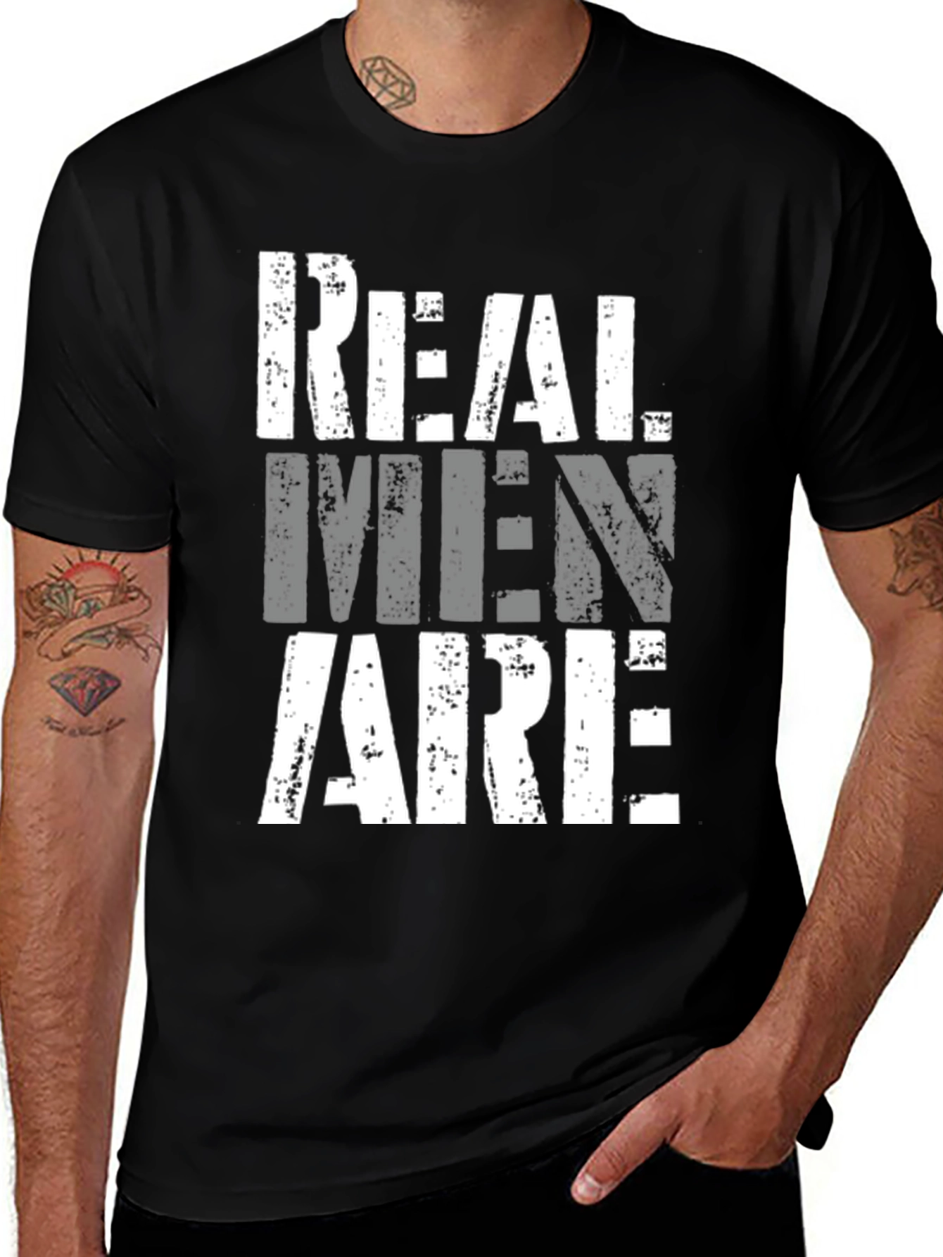 Variant 5 of Real Men Are Graphic Tee - Black Cotton Blend
