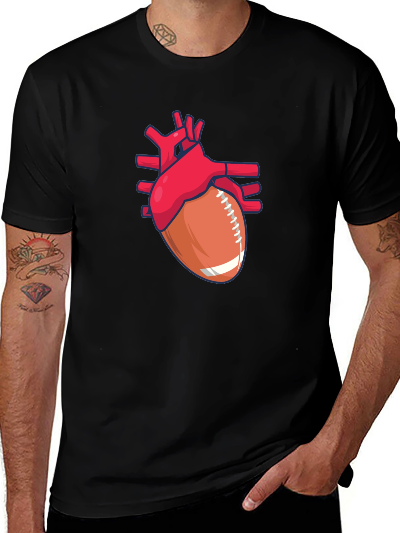 Variant 6 of Football Heart Graphic T-Shirt