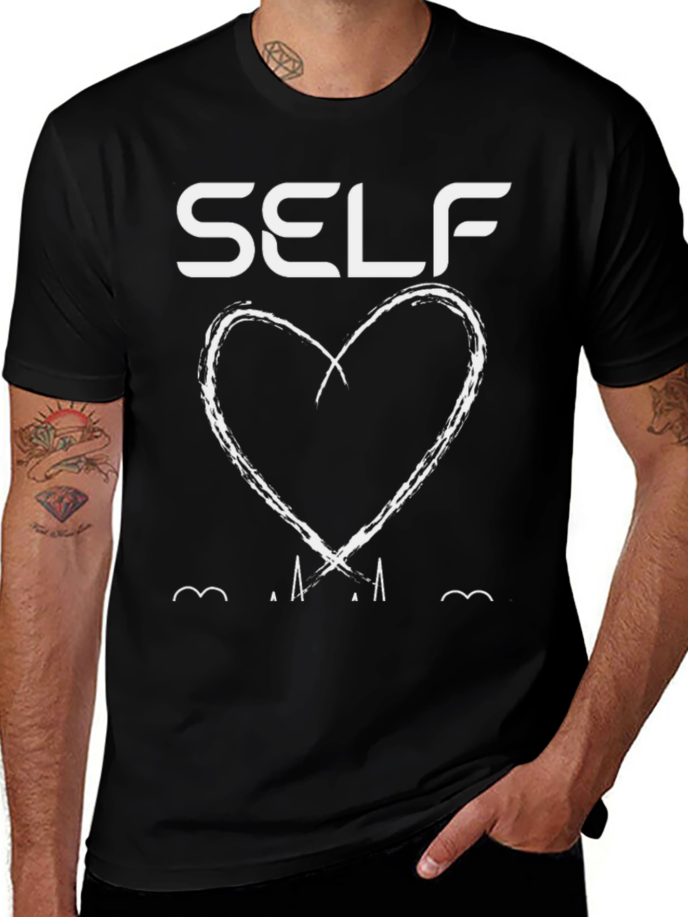 Self Love Heart Graphic Black T-Shirt