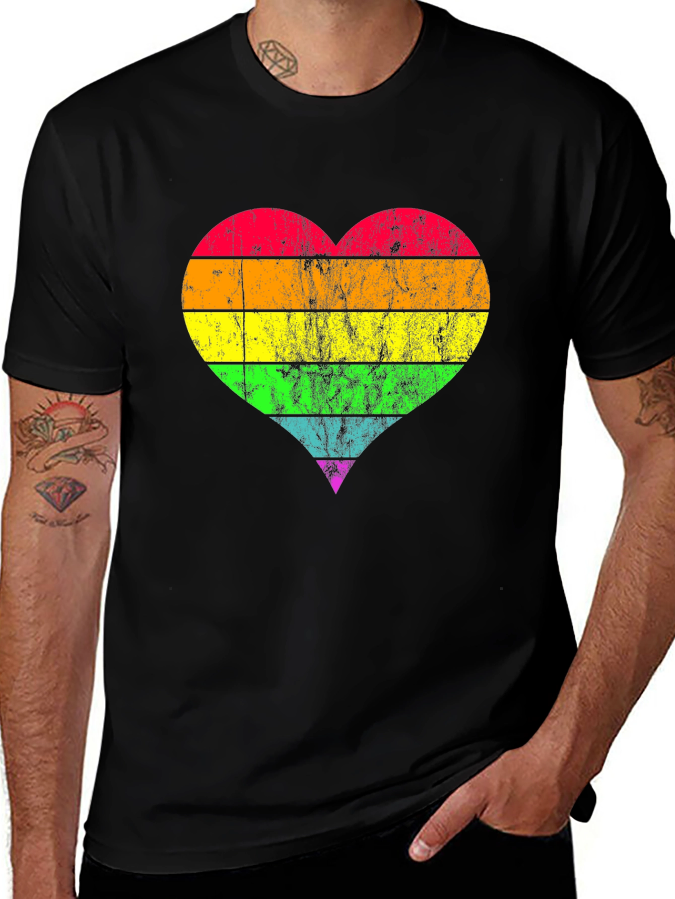 Variant 3 of Rainbow Heart Pride T-Shirt - Soft Cotton Blend