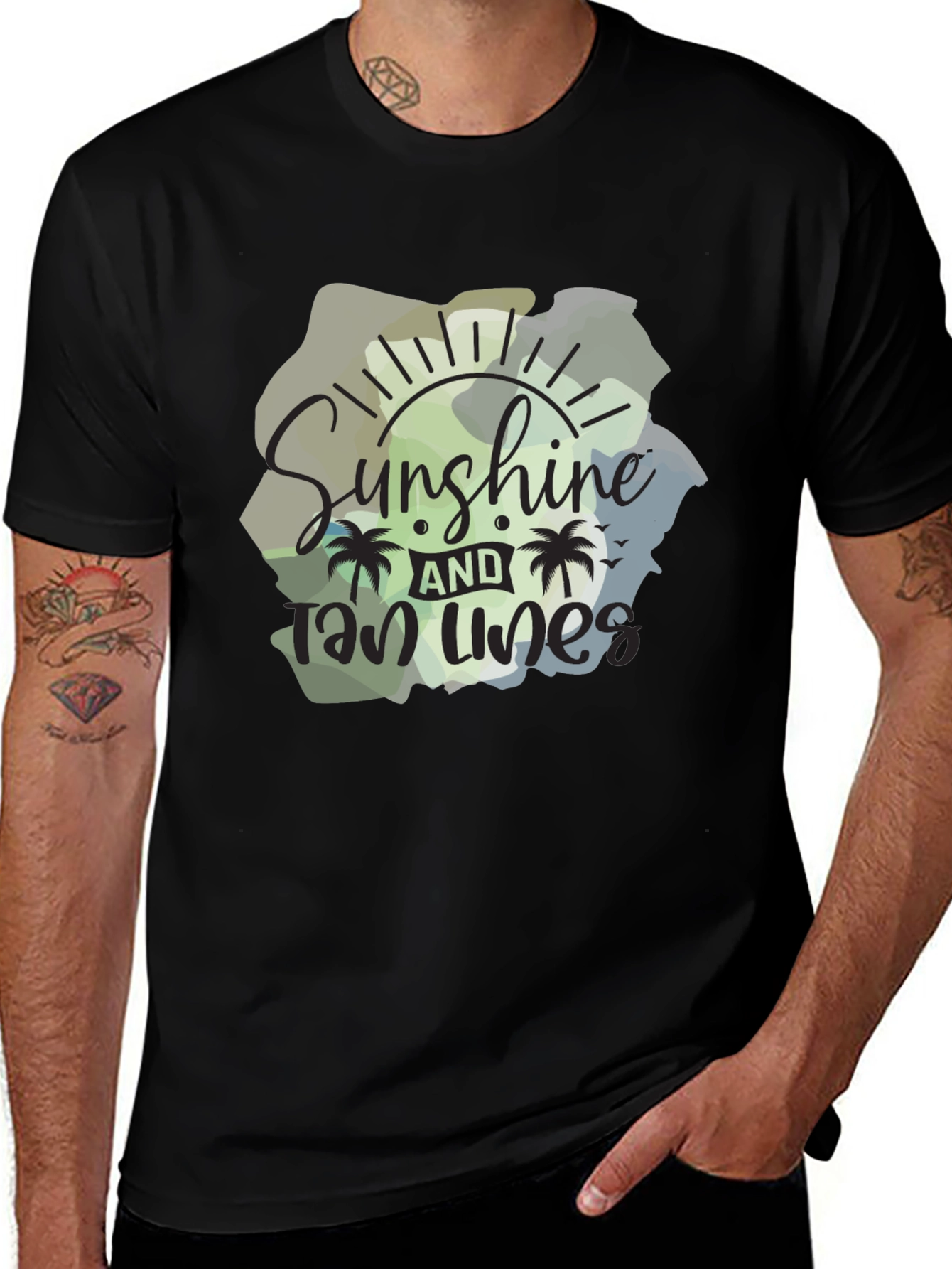 Variant 14 of Sunshine & Tan Lines Graphic Tee - Men's Black T-Shirt