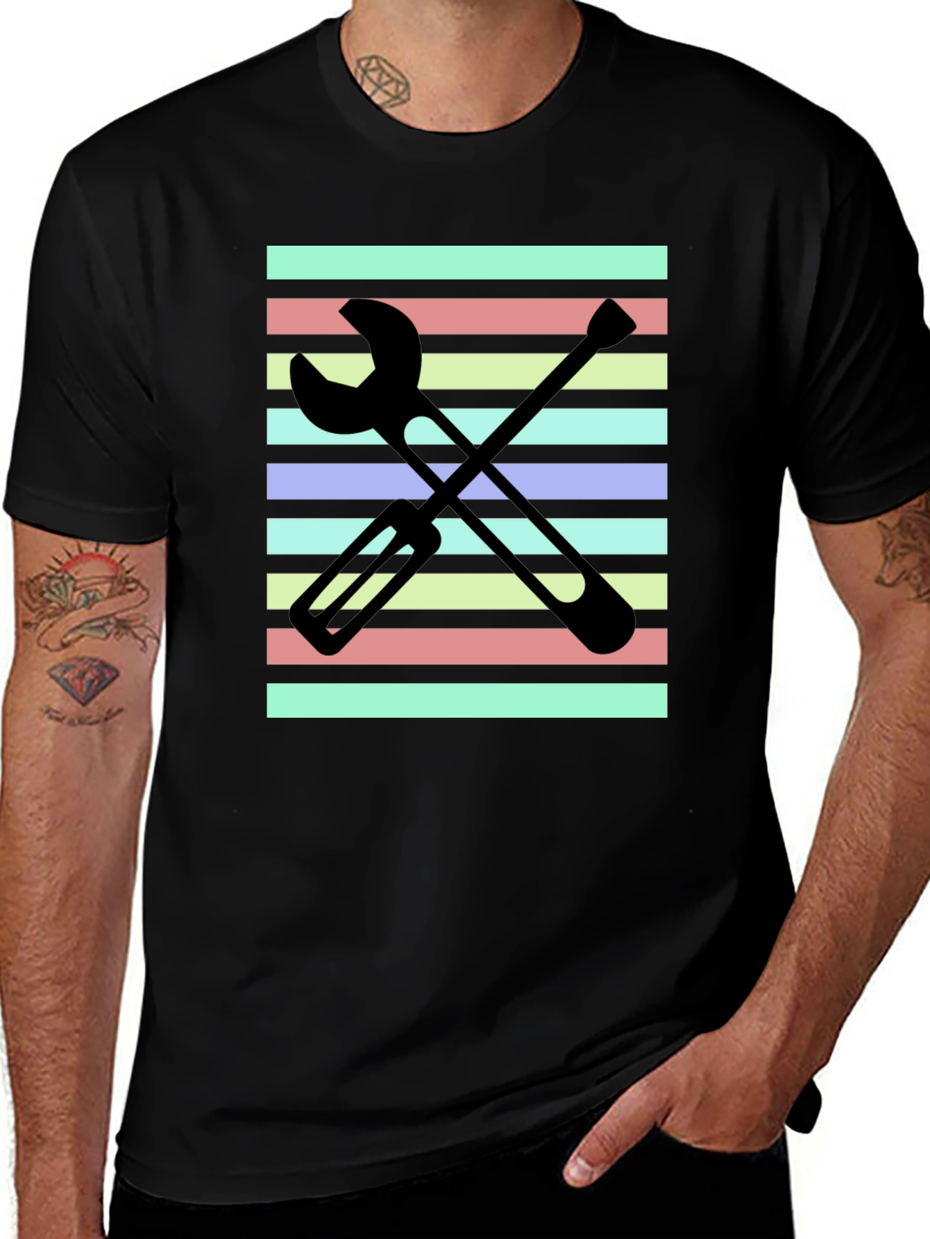 Variant 10 of Striped Tools Graphic Tee