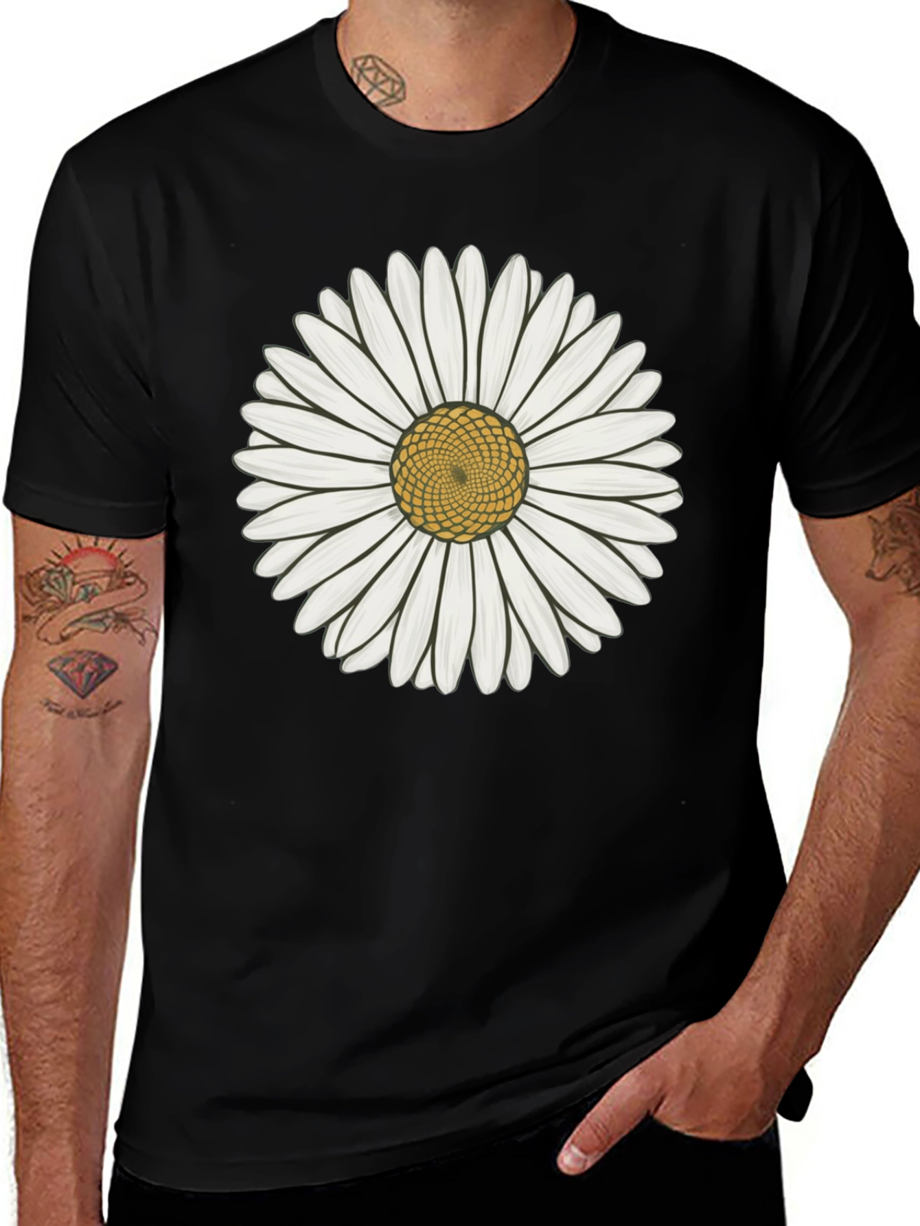 Variant 29 of Daisy Graphic Tee - Black Cotton T-Shirt